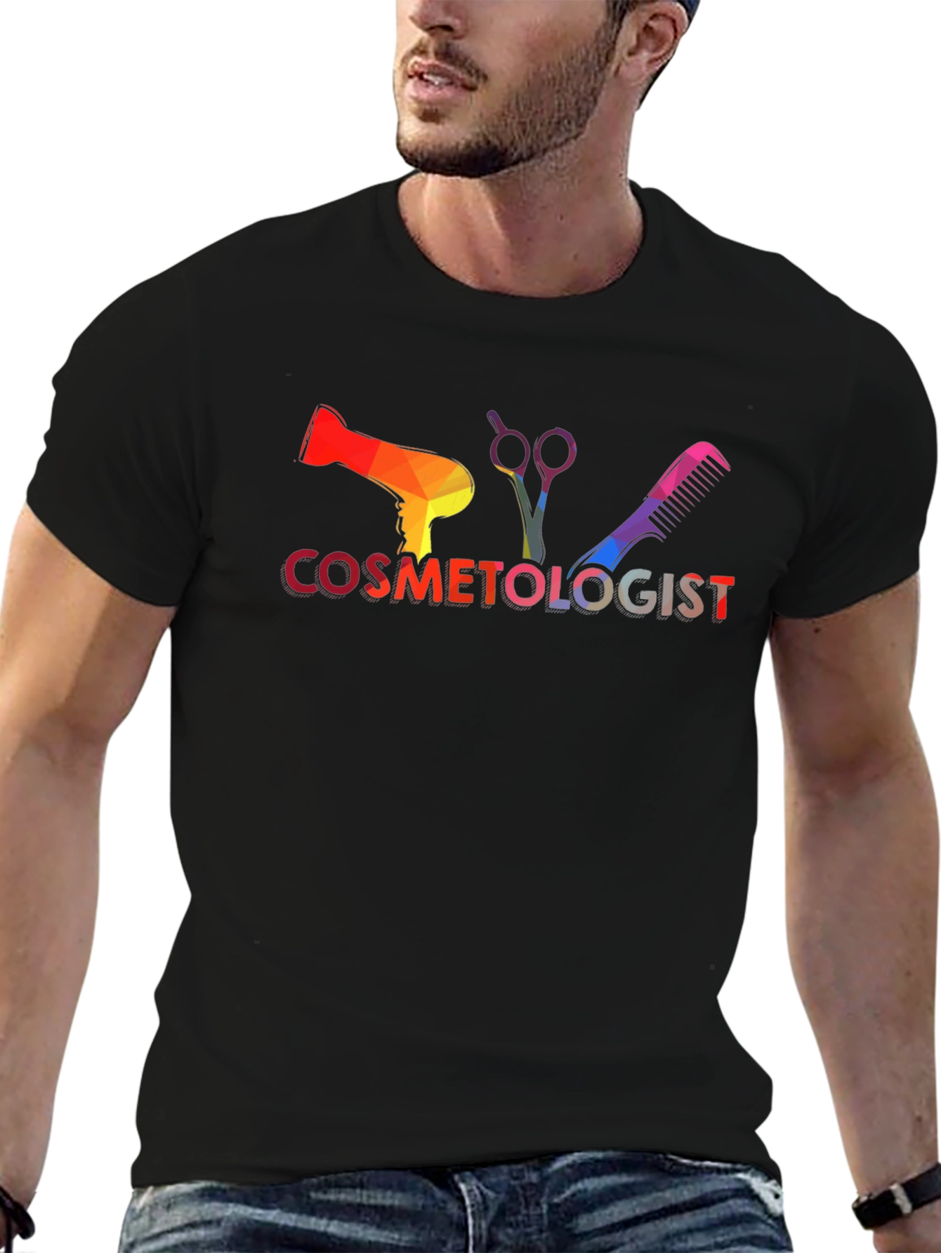 Cosmetologist Rainbow Graphic Tee