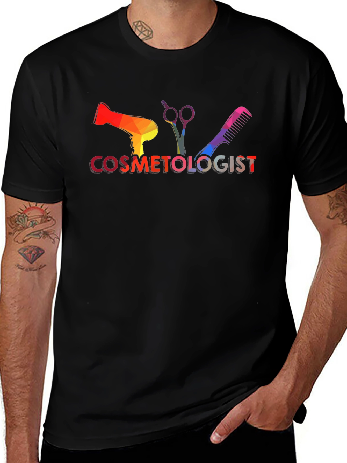 Cosmetologist Rainbow Graphic Tee