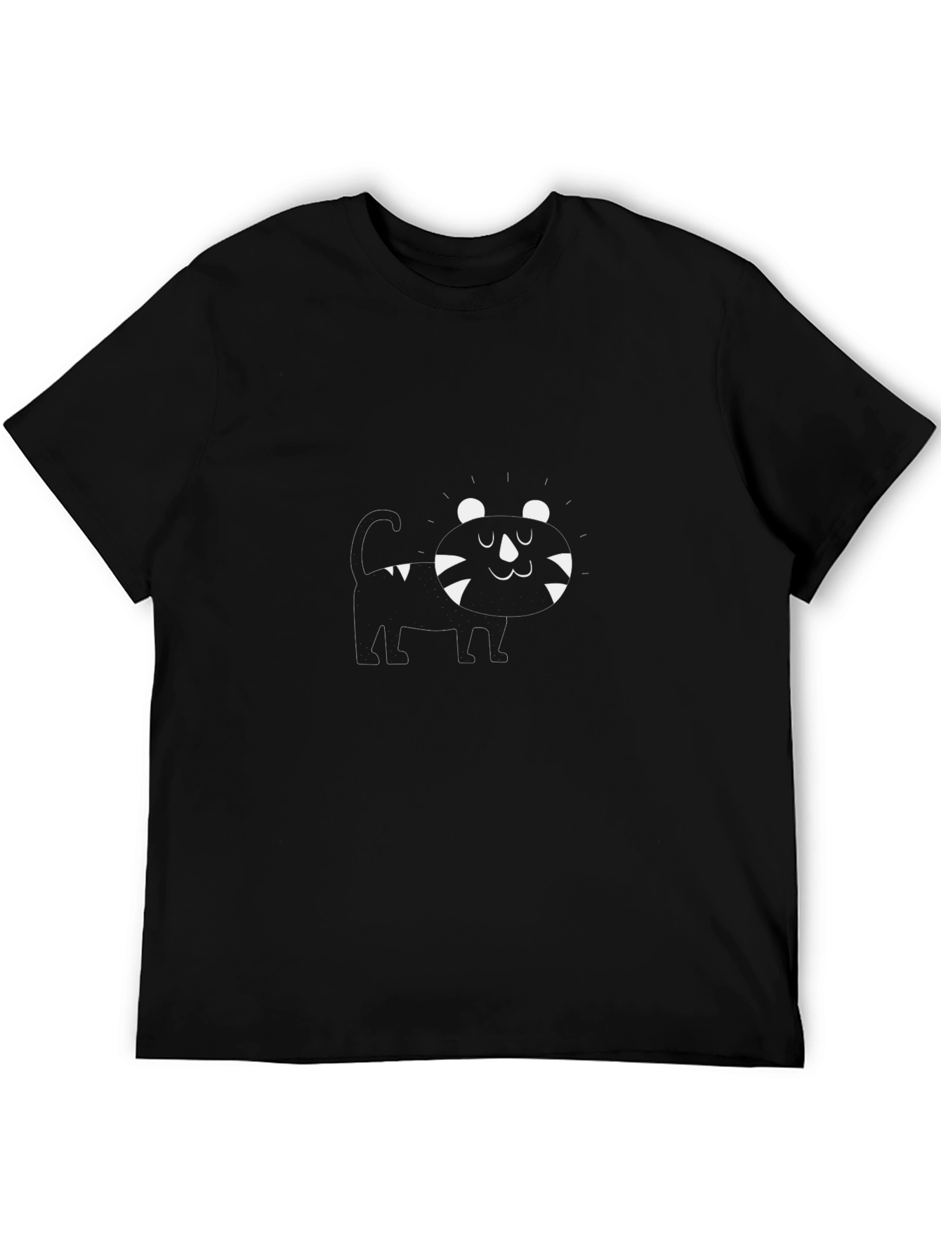 Cute Cartoon Cat Black T-Shirt