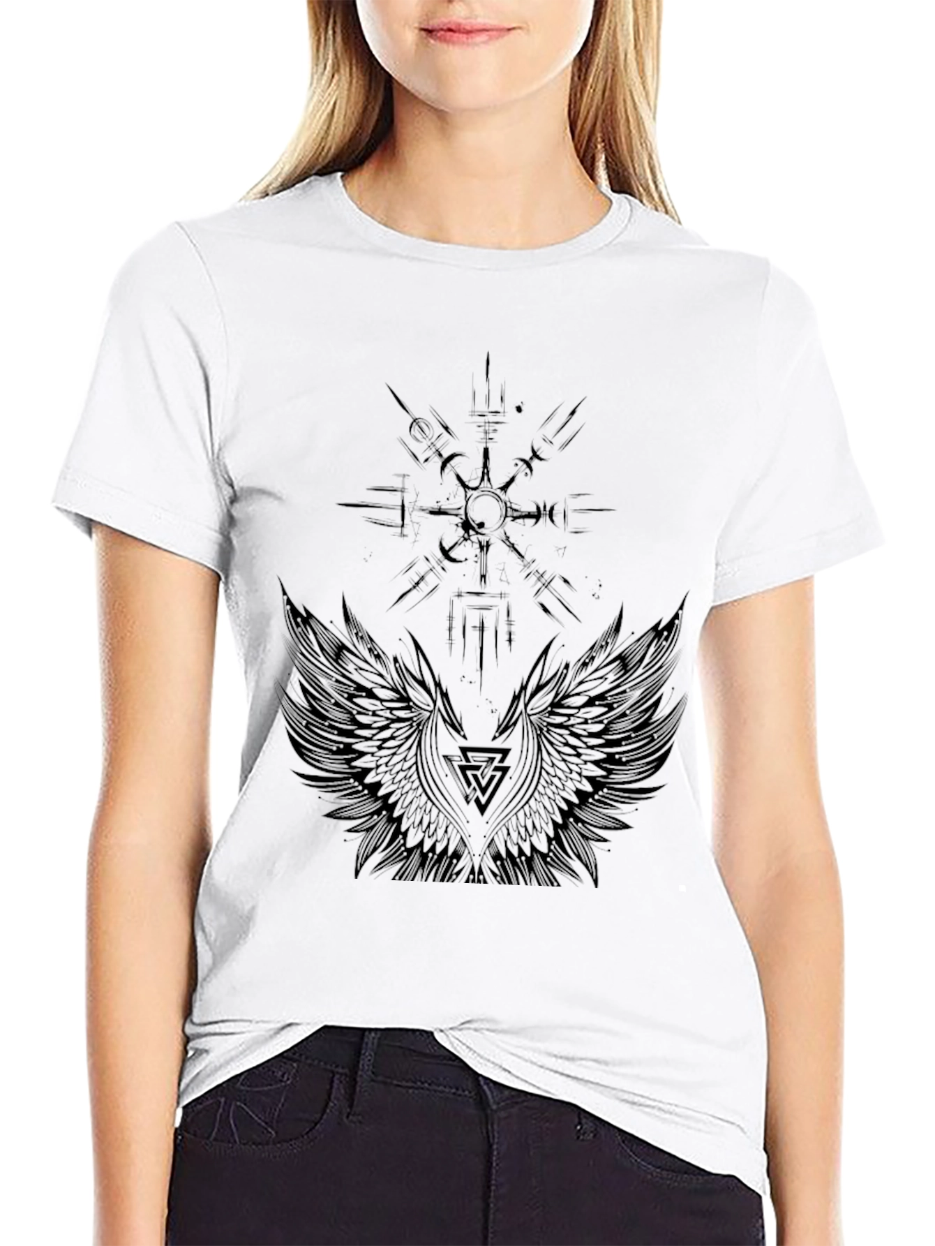 Black Graphic Tee - Wings and Compass