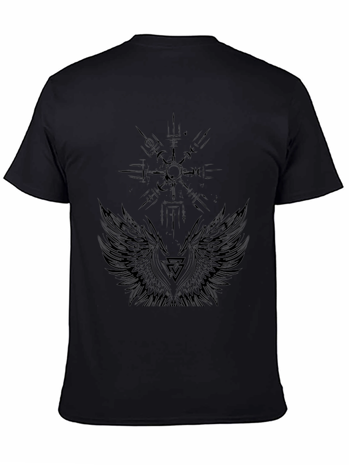 Black Graphic Tee - Wings and Compass