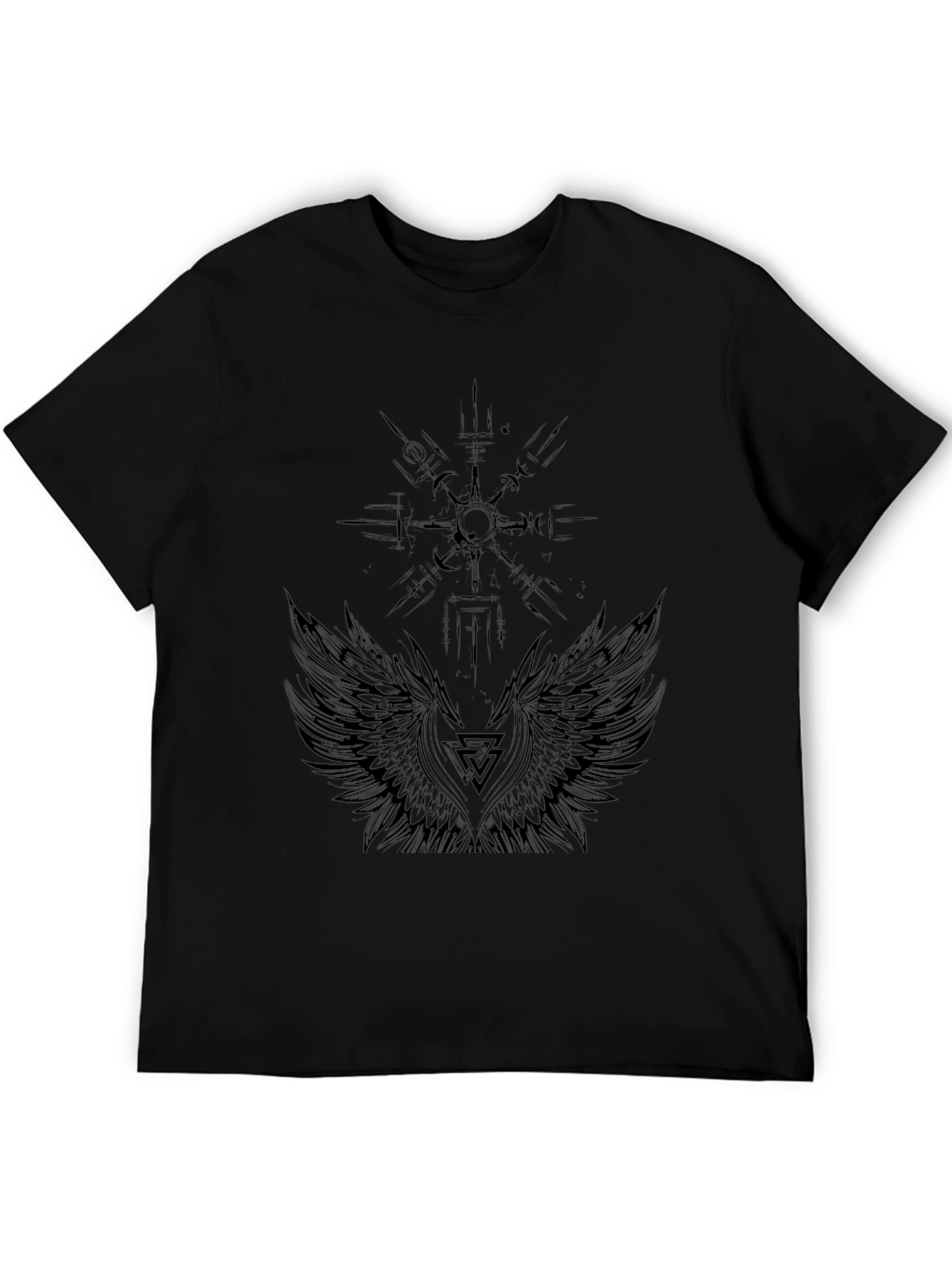 Black Graphic Tee - Wings and Compass