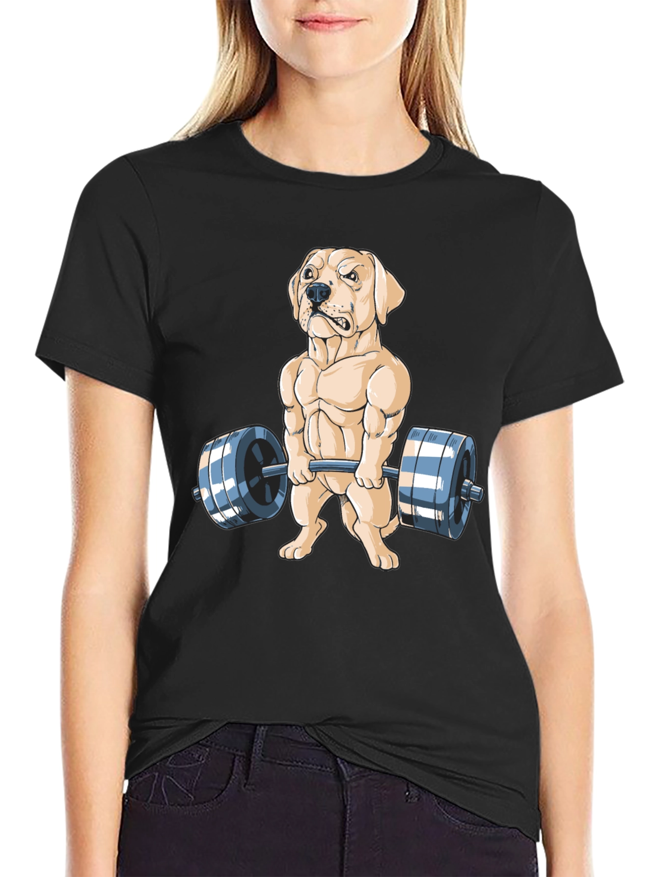 Dog Lifting Weights Graphic Tee