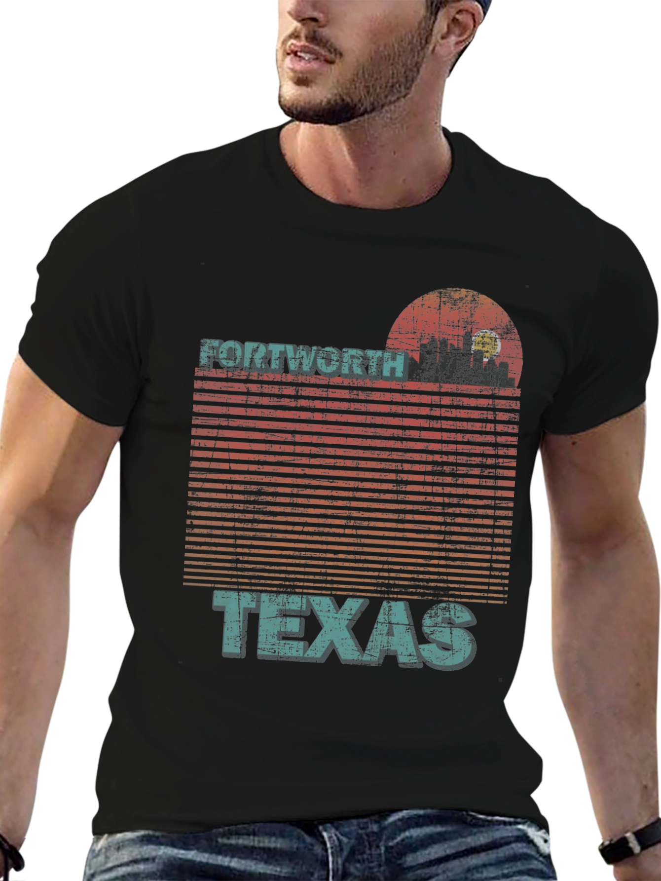 Fort Worth Texas Retro Sunset T-Shirt