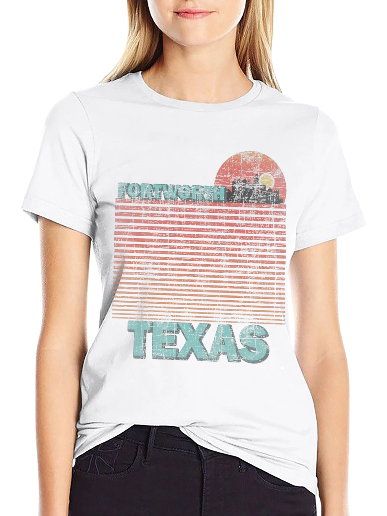 Fort Worth Texas Retro Sunset T-Shirt