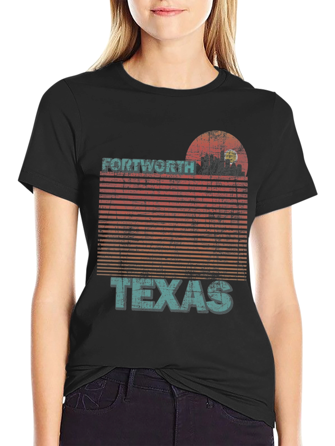 Fort Worth Texas Retro Sunset T-Shirt