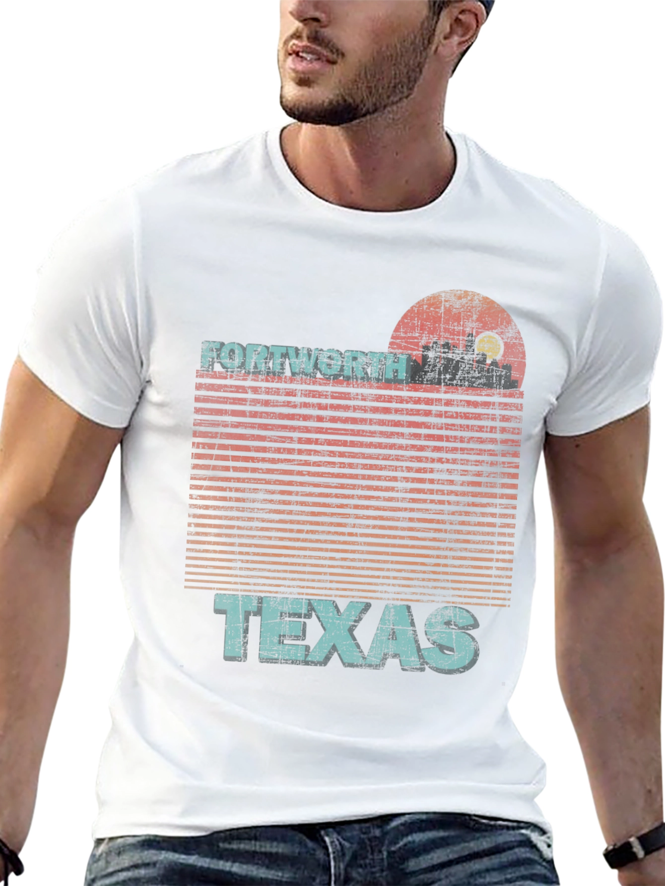 Fort Worth Texas Retro Sunset T-Shirt