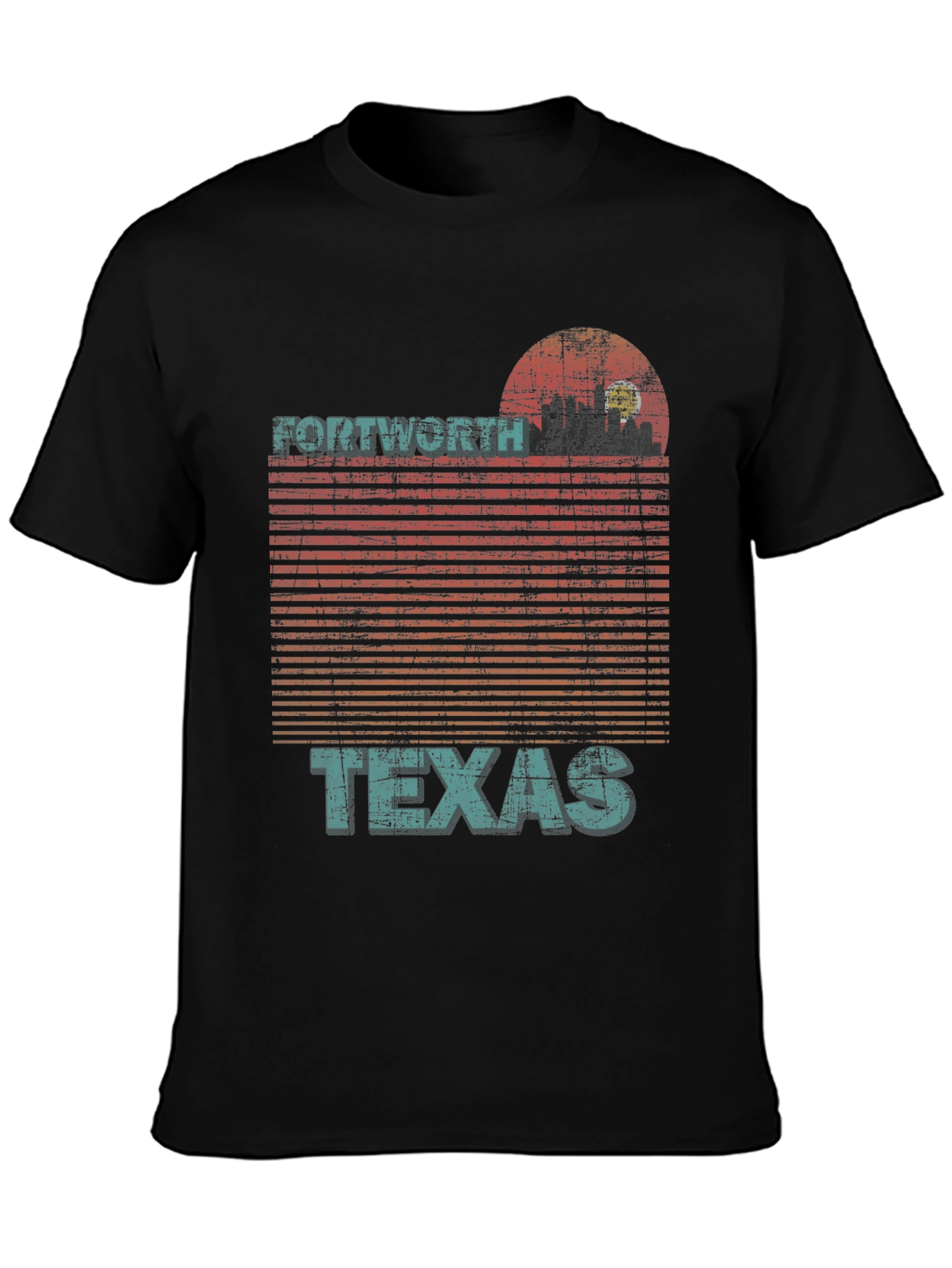 Fort Worth Texas Retro Sunset T-Shirt