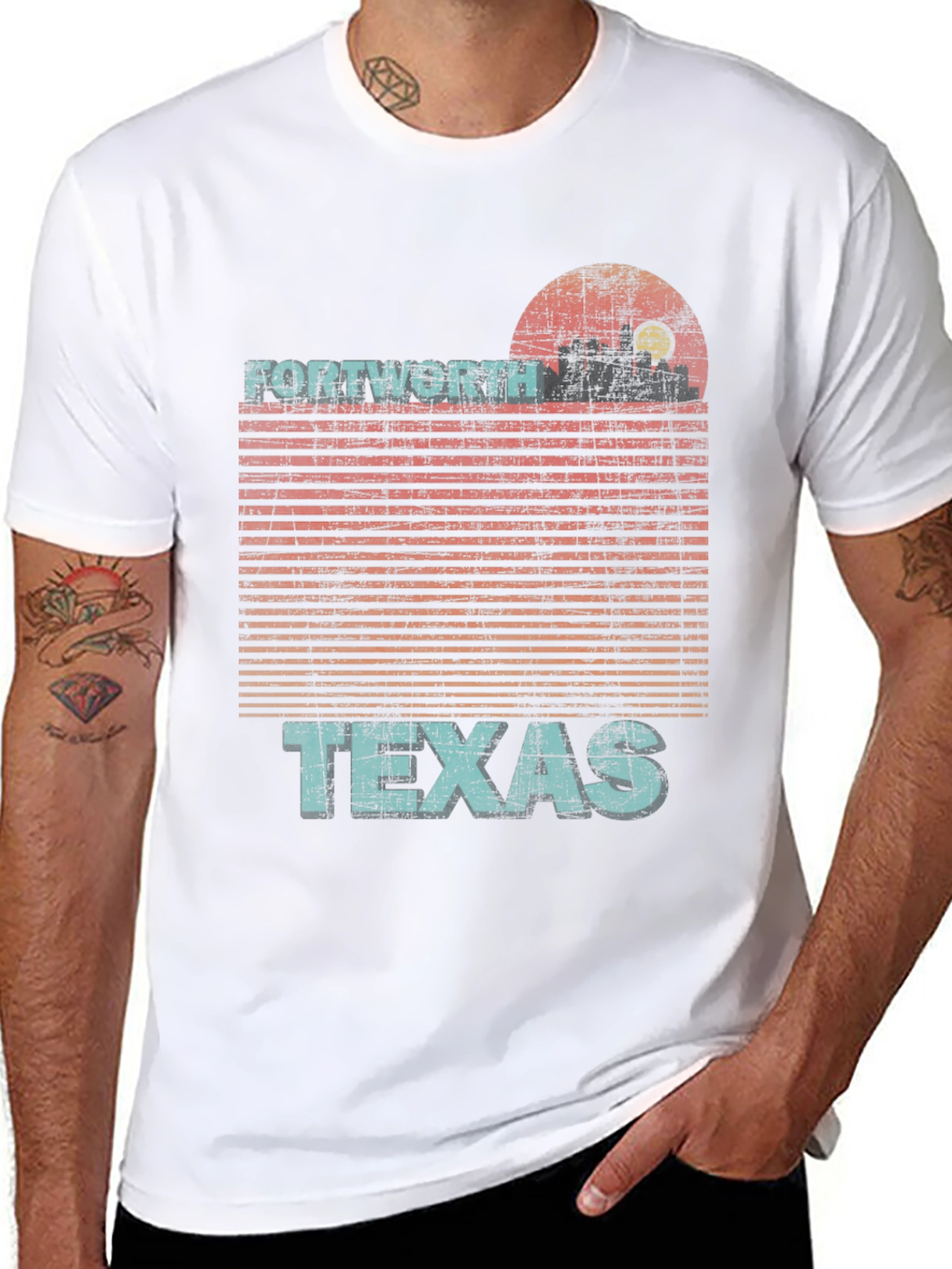 Fort Worth Texas Retro Sunset T-Shirt