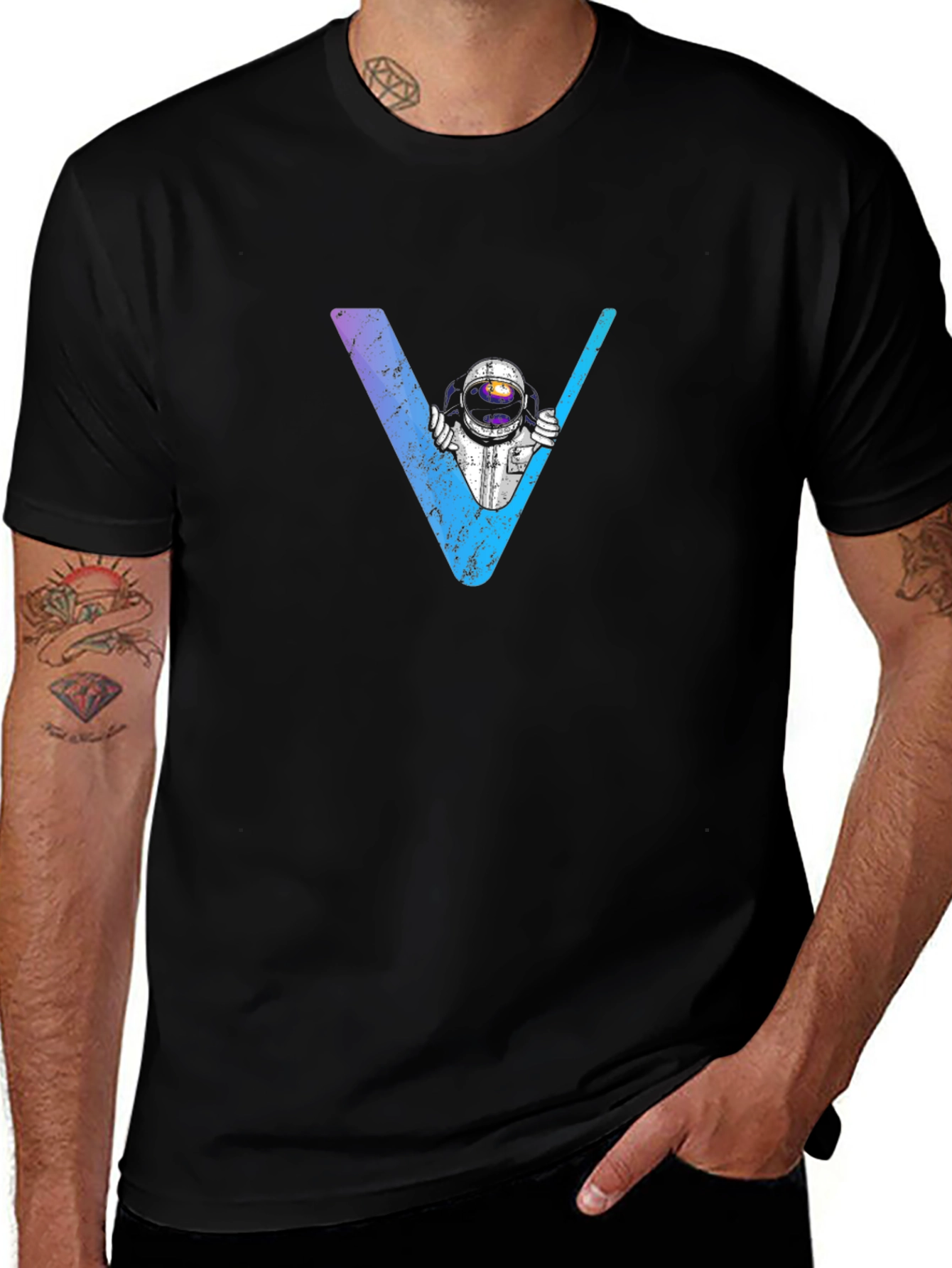 Astronaut V Graphic Black T-Shirt