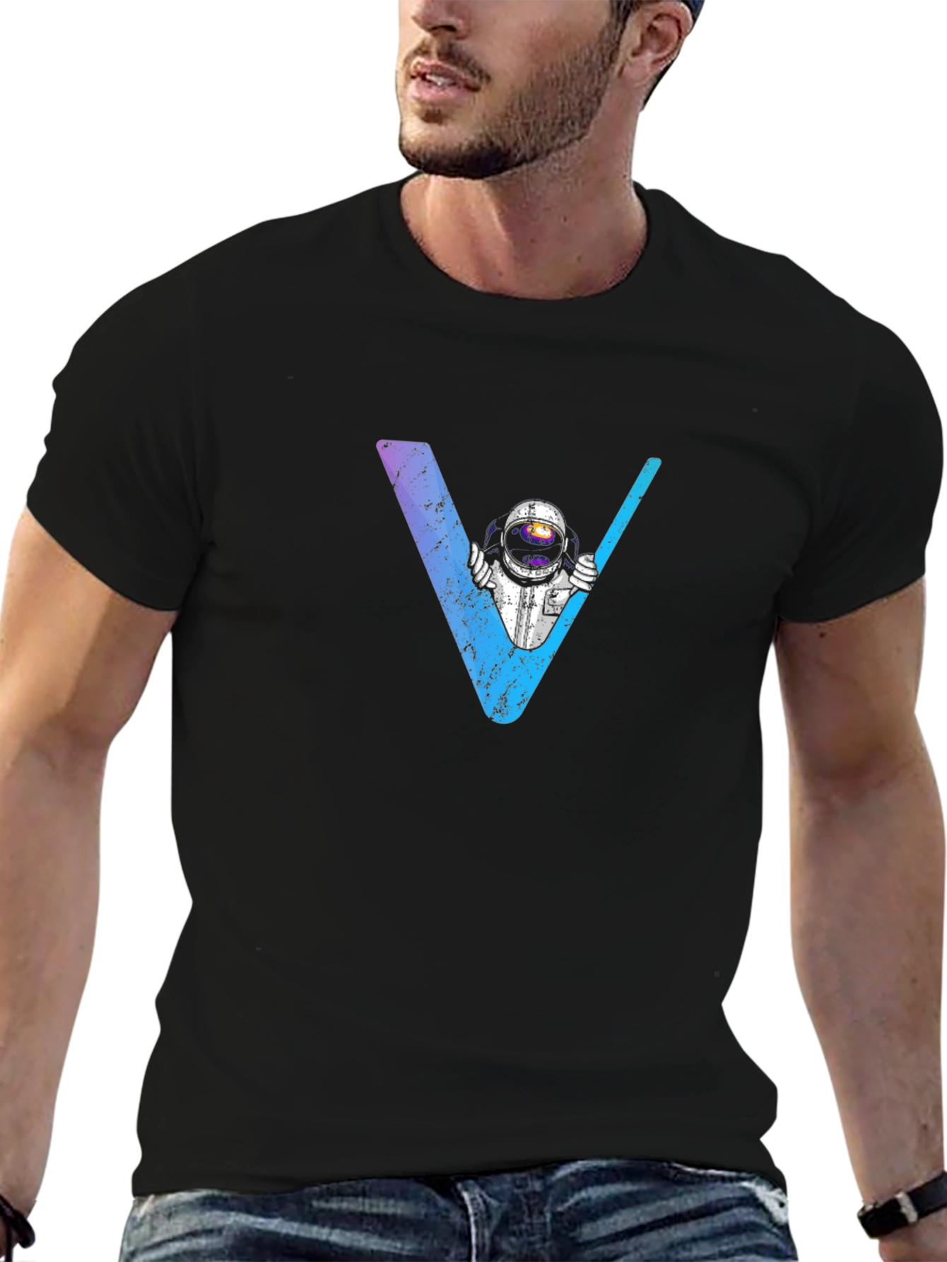 Astronaut V Graphic Black T-Shirt