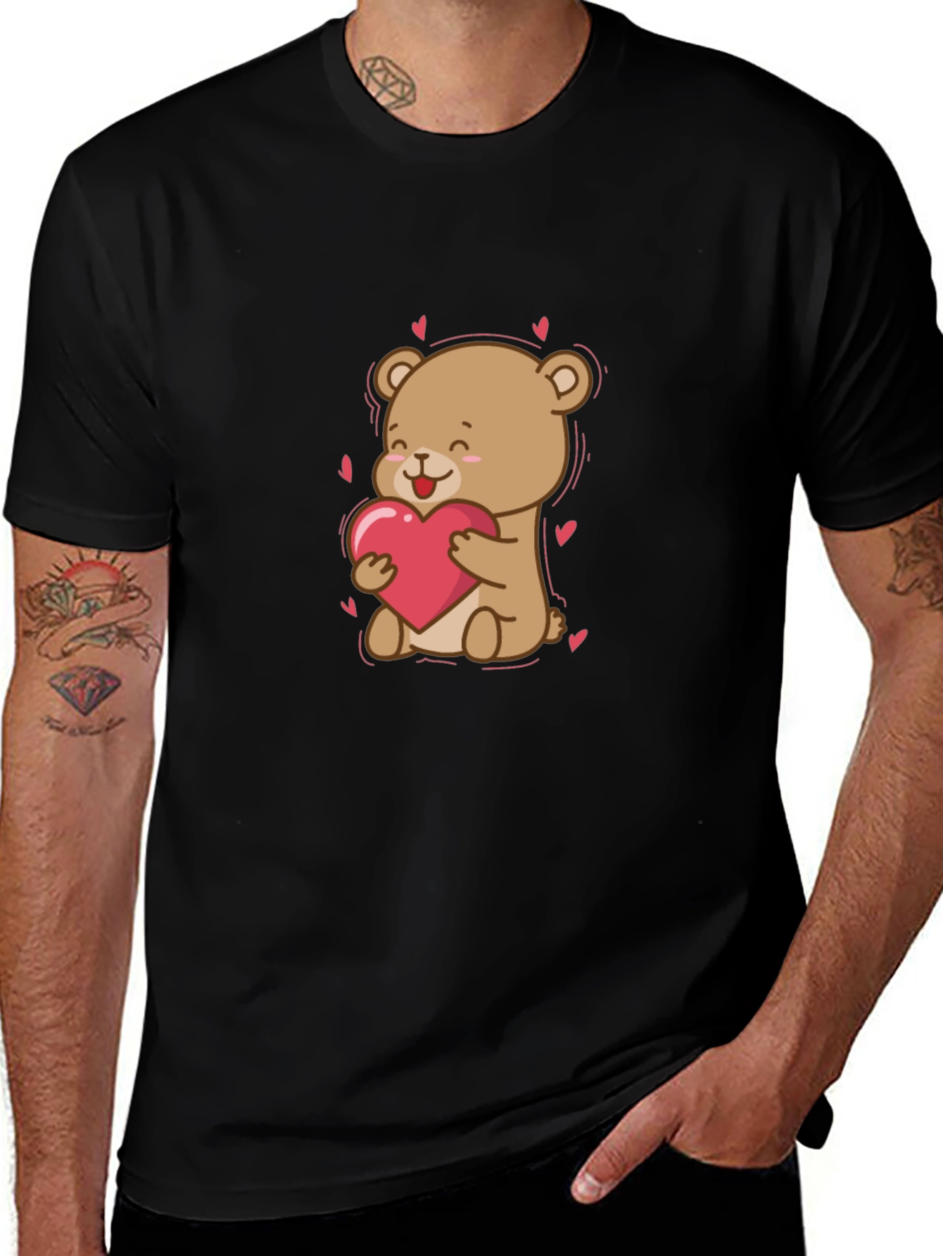 Cute Bear Holding Heart T-Shirt - Valentines Day Apparel