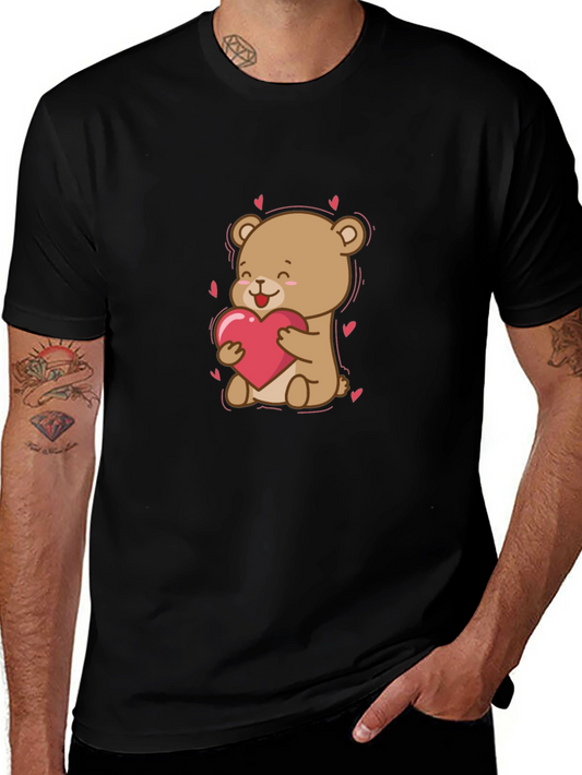 Cute Bear Holding Heart T-Shirt - Valentines Day Apparel