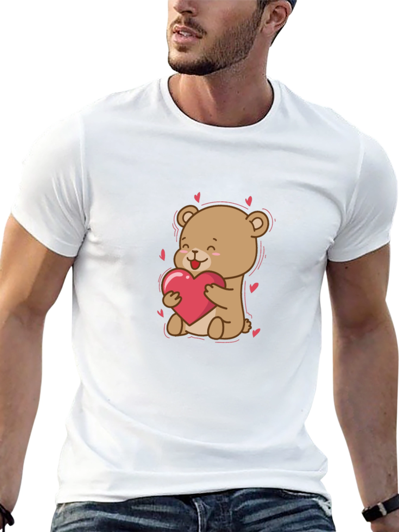 Cute Bear Holding Heart T-Shirt - Valentines Day Apparel