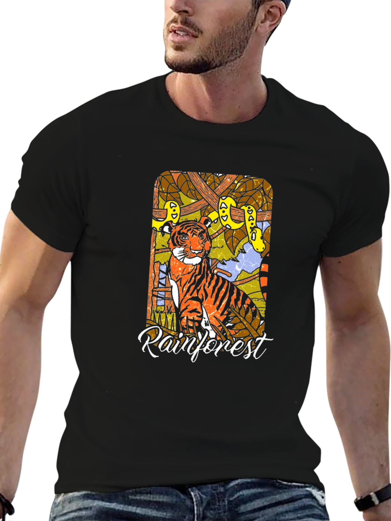 Rainforest Tiger Graphic T-Shirt - Jungle Adventure Tee