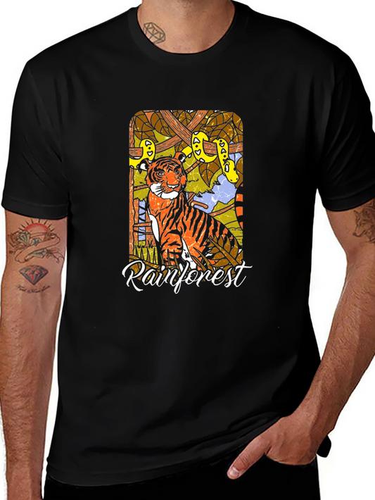 Rainforest Tiger Graphic T-Shirt - Jungle Adventure Tee