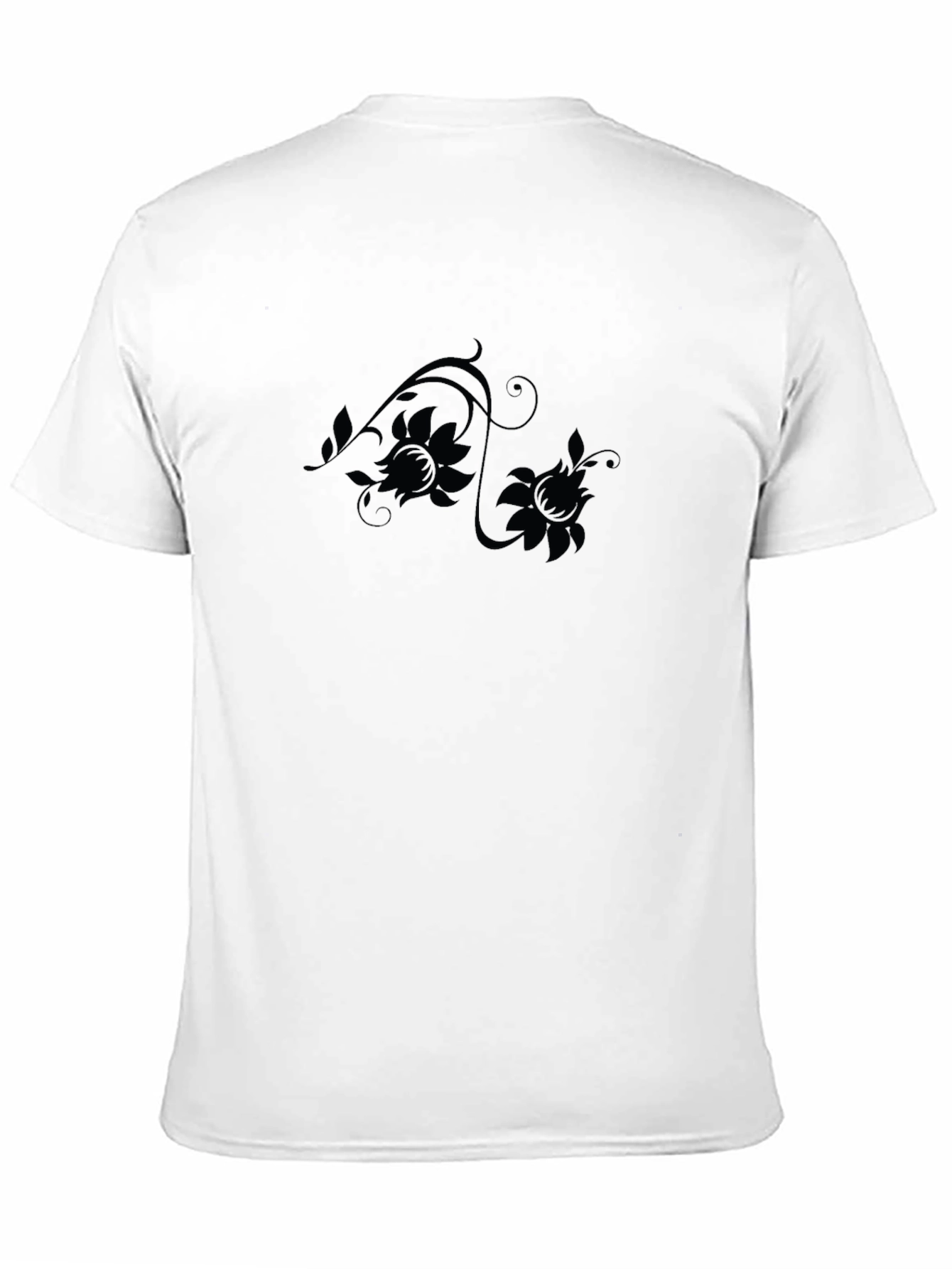 Elegant Floral Design Black T-Shirt