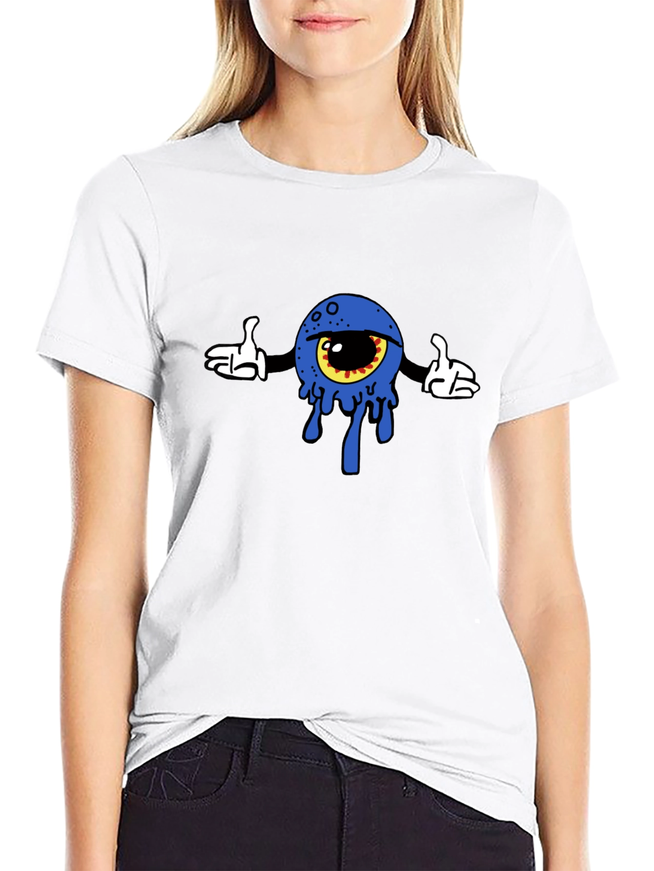Eye Cartoon Graphic Black T-Shirt