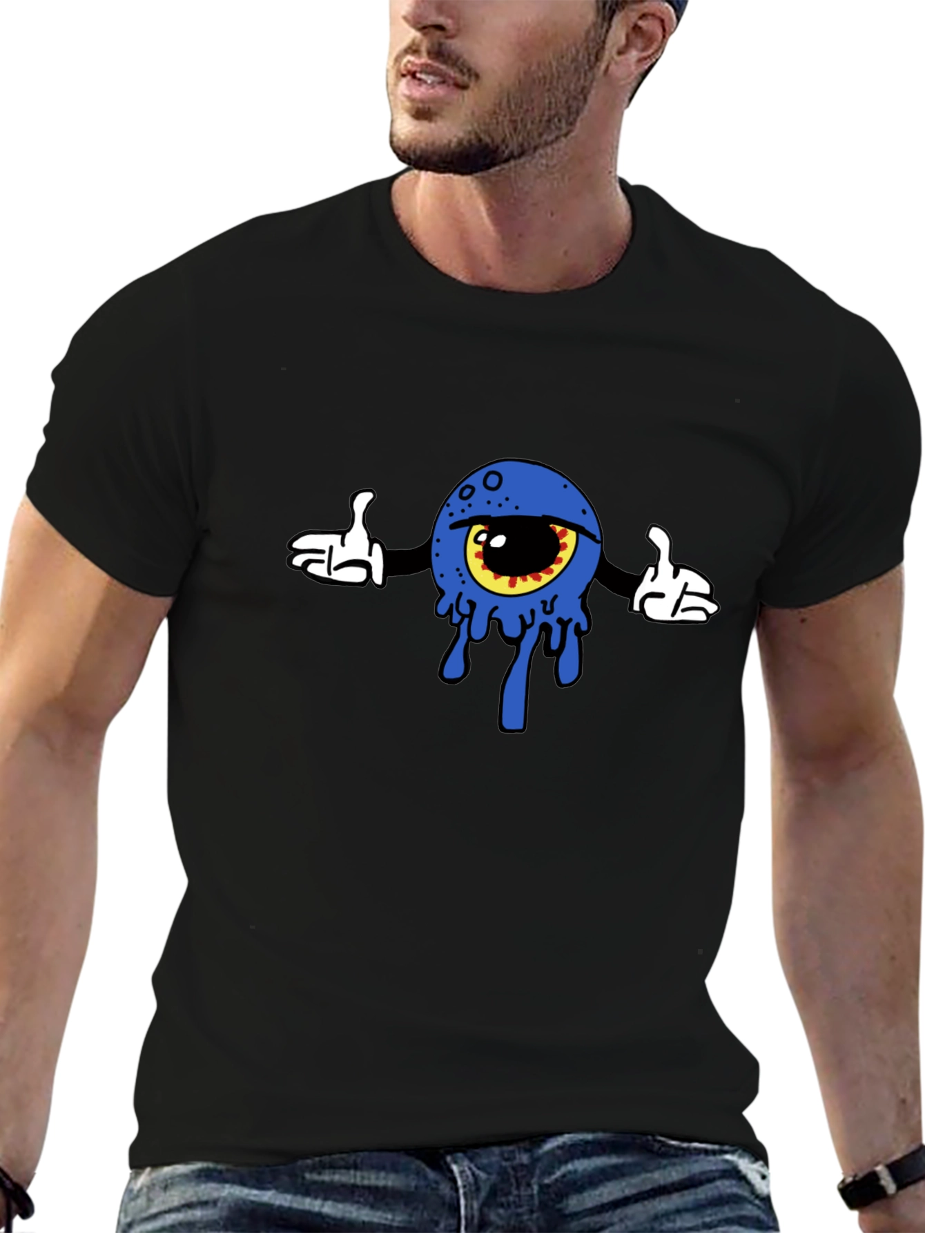 Eye Cartoon Graphic Black T-Shirt