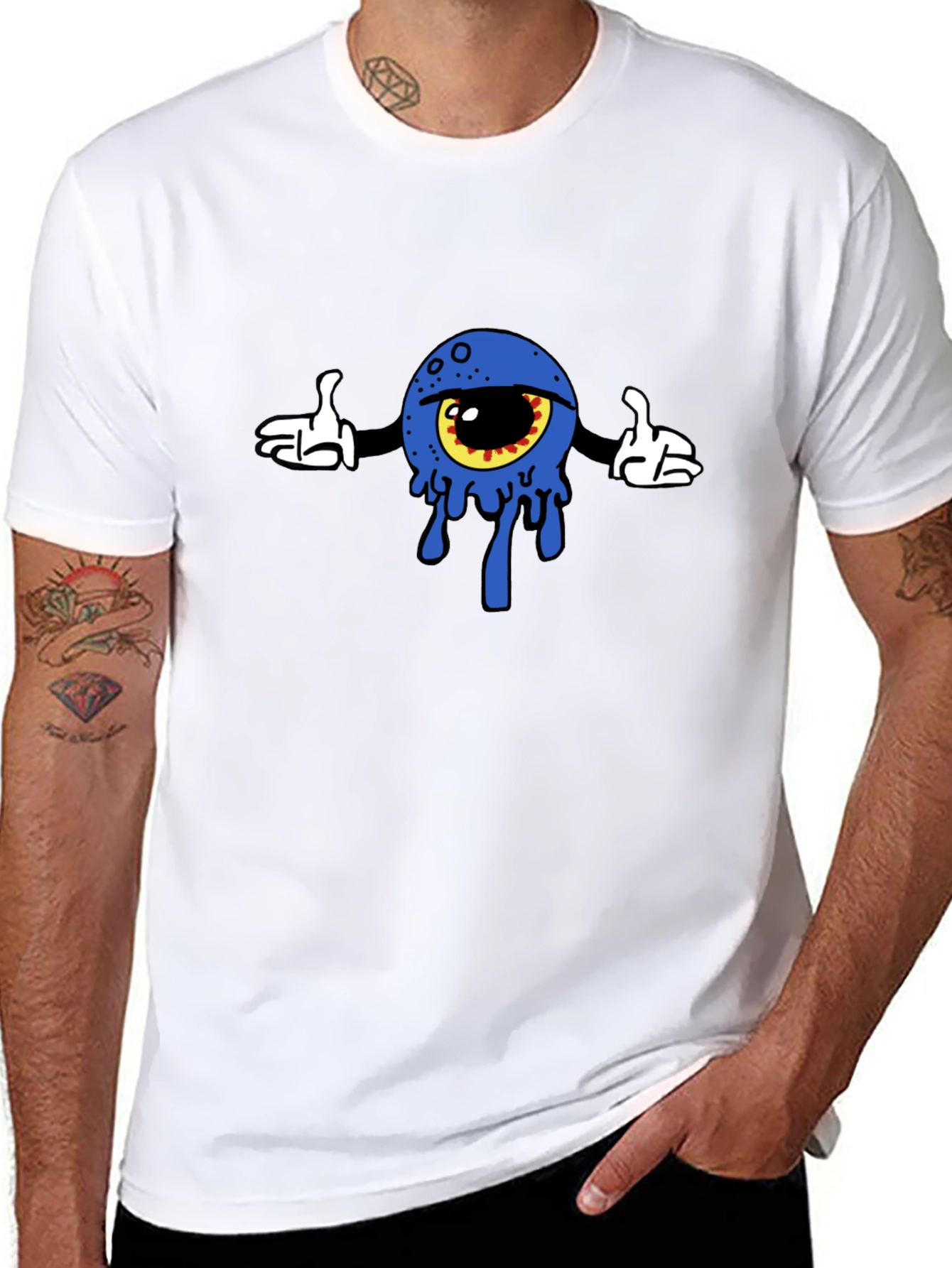 Eye Cartoon Graphic Black T-Shirt