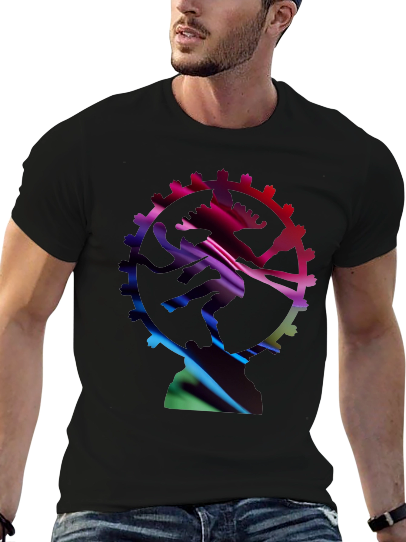 Abstract Shiva Graphic Black T-Shirt