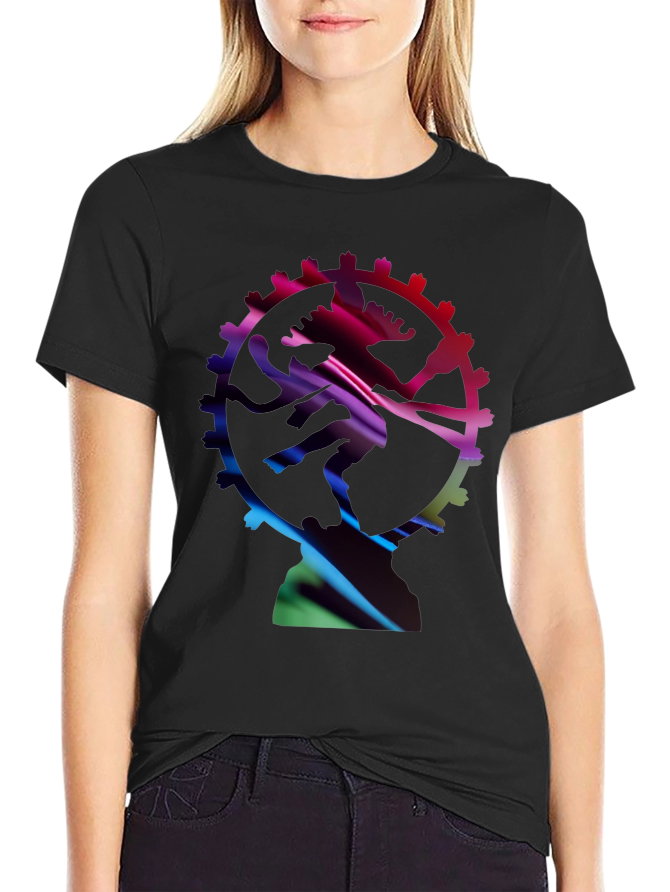 Abstract Shiva Graphic Black T-Shirt