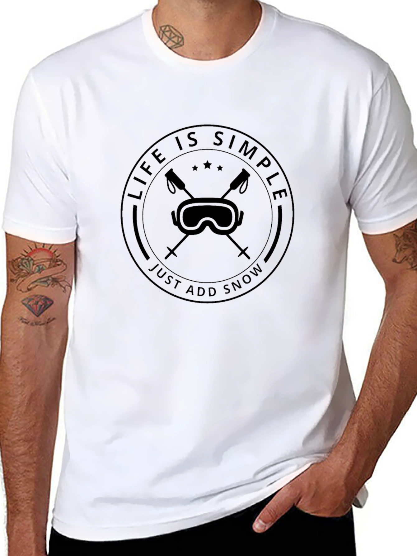 Life is Simple Just Add Snow Ski Goggles T-Shirt