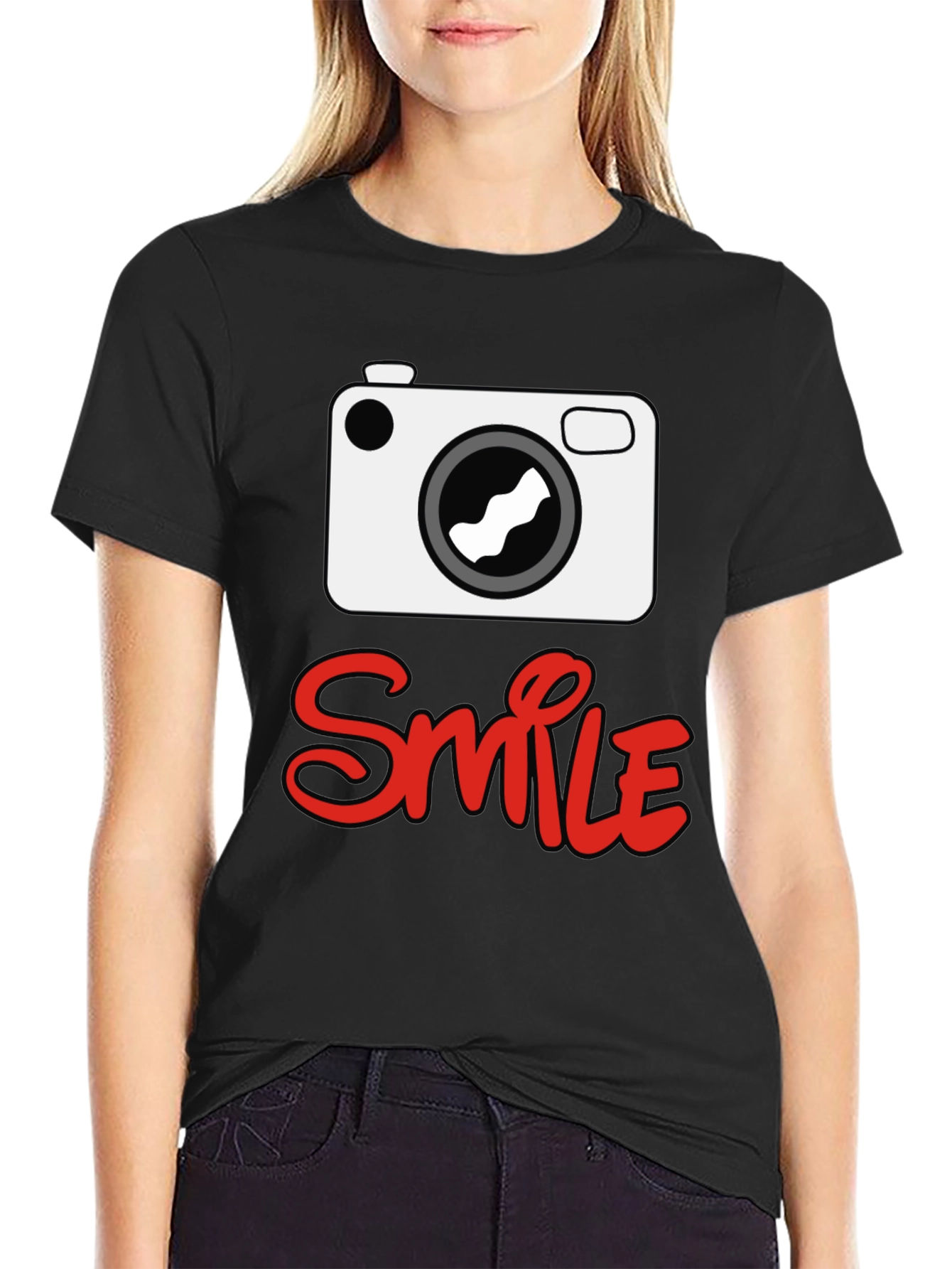 Smile Camera Graphic Print T-Shirt