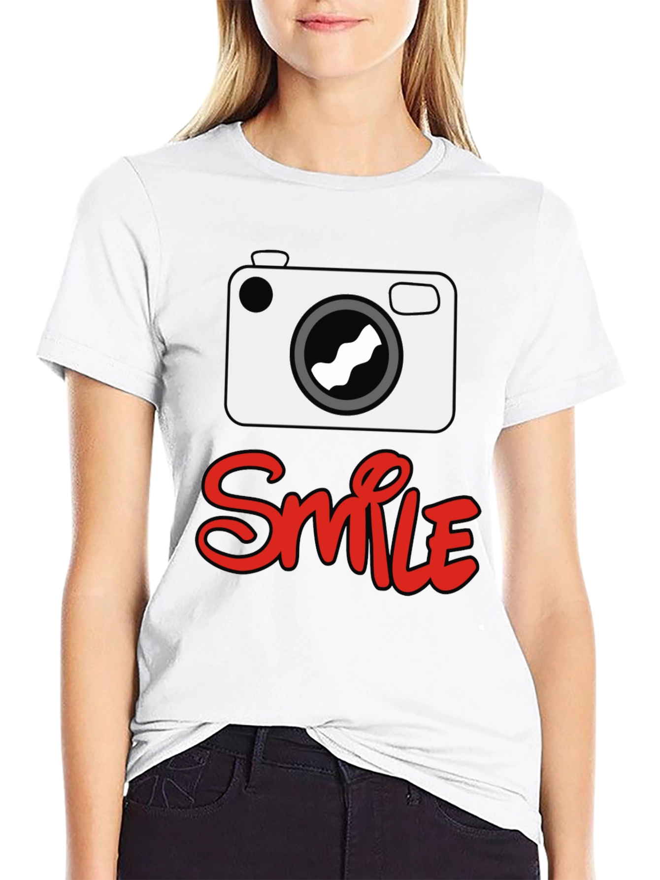 Smile Camera Graphic Print T-Shirt