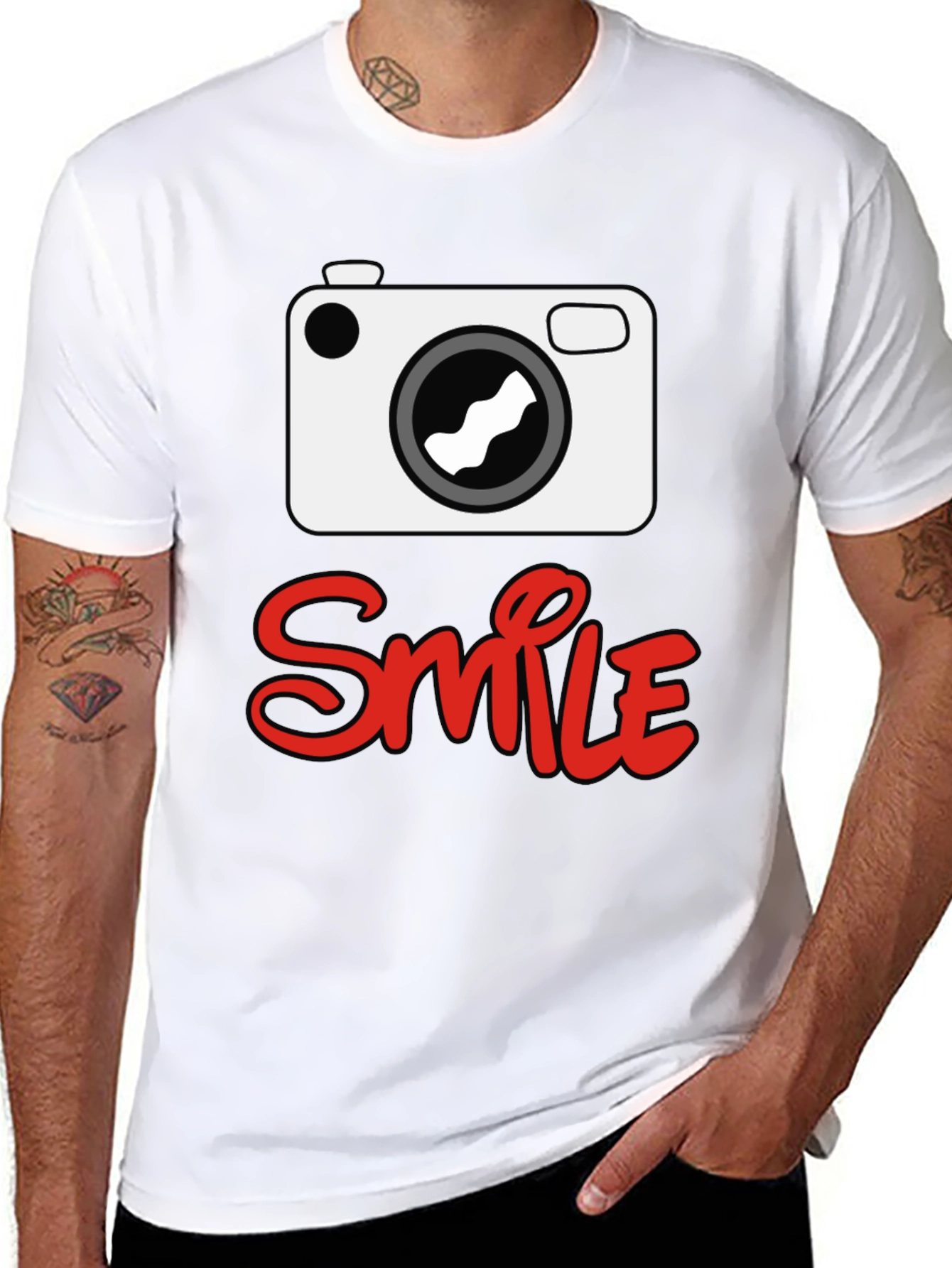 Smile Camera Graphic Print T-Shirt