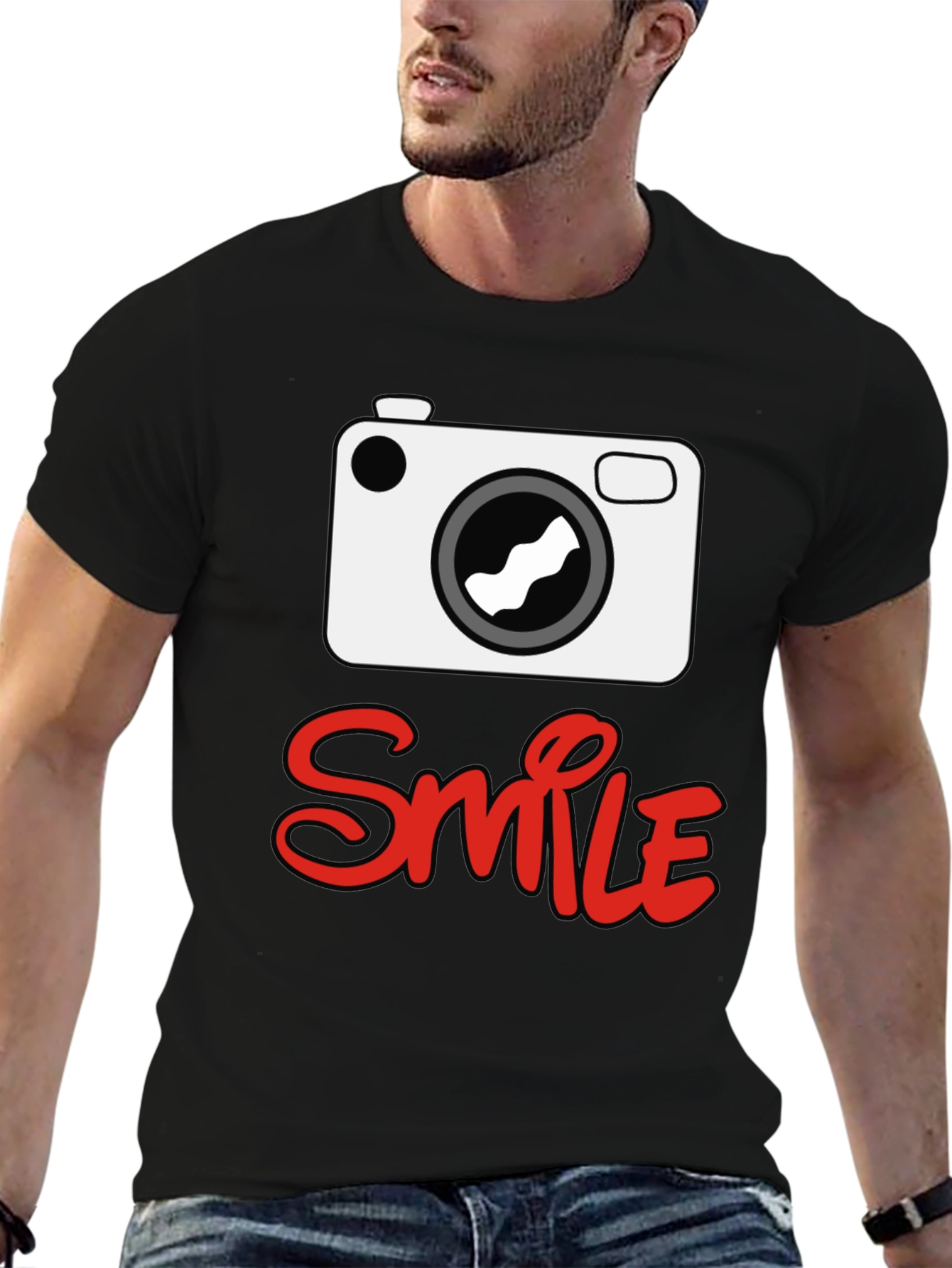 Smile Camera Graphic Print T-Shirt