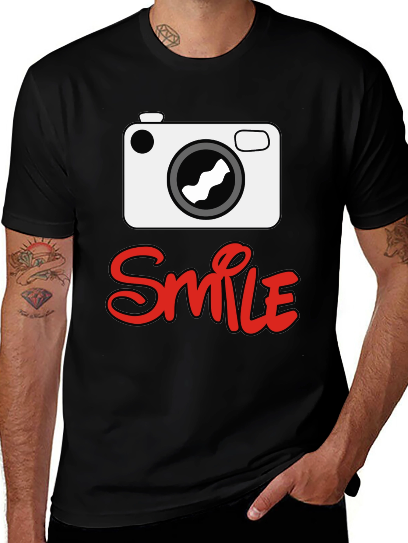 Smile Camera Graphic Print T-Shirt