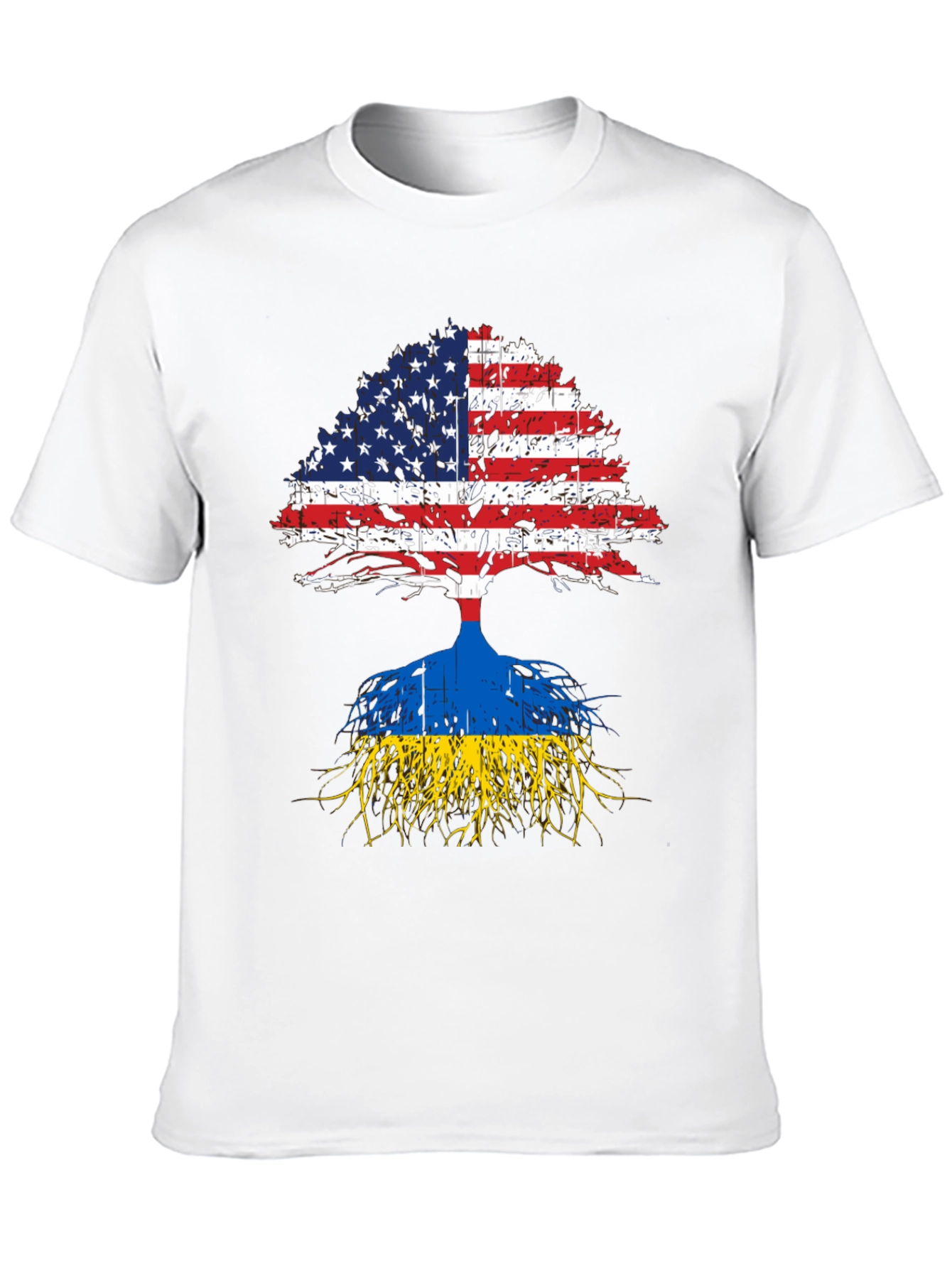 USA and Ukraine Flag Tree T-Shirt