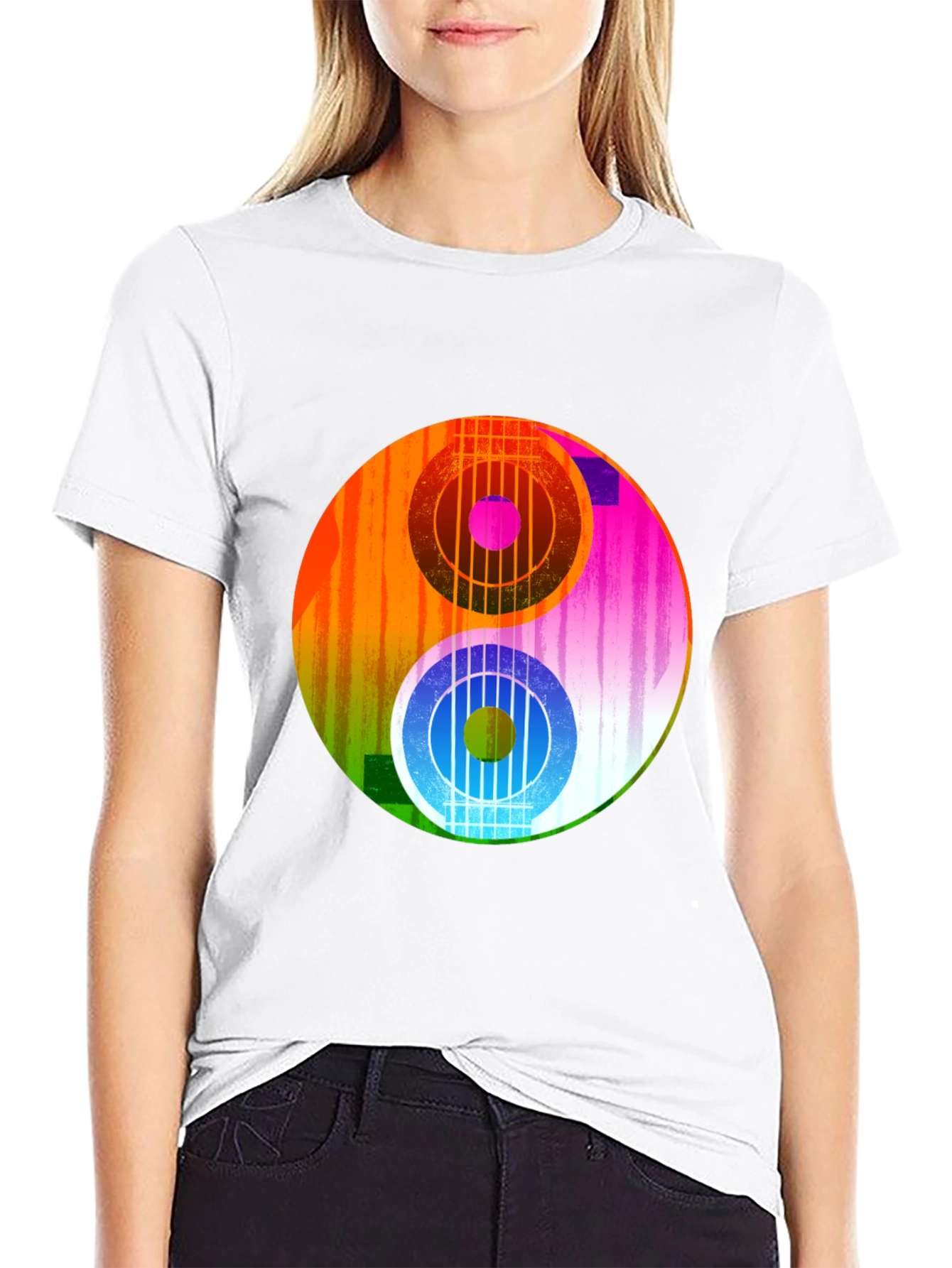 Yin Yang Guitar Graphic Tee - Music Lover T-Shirt