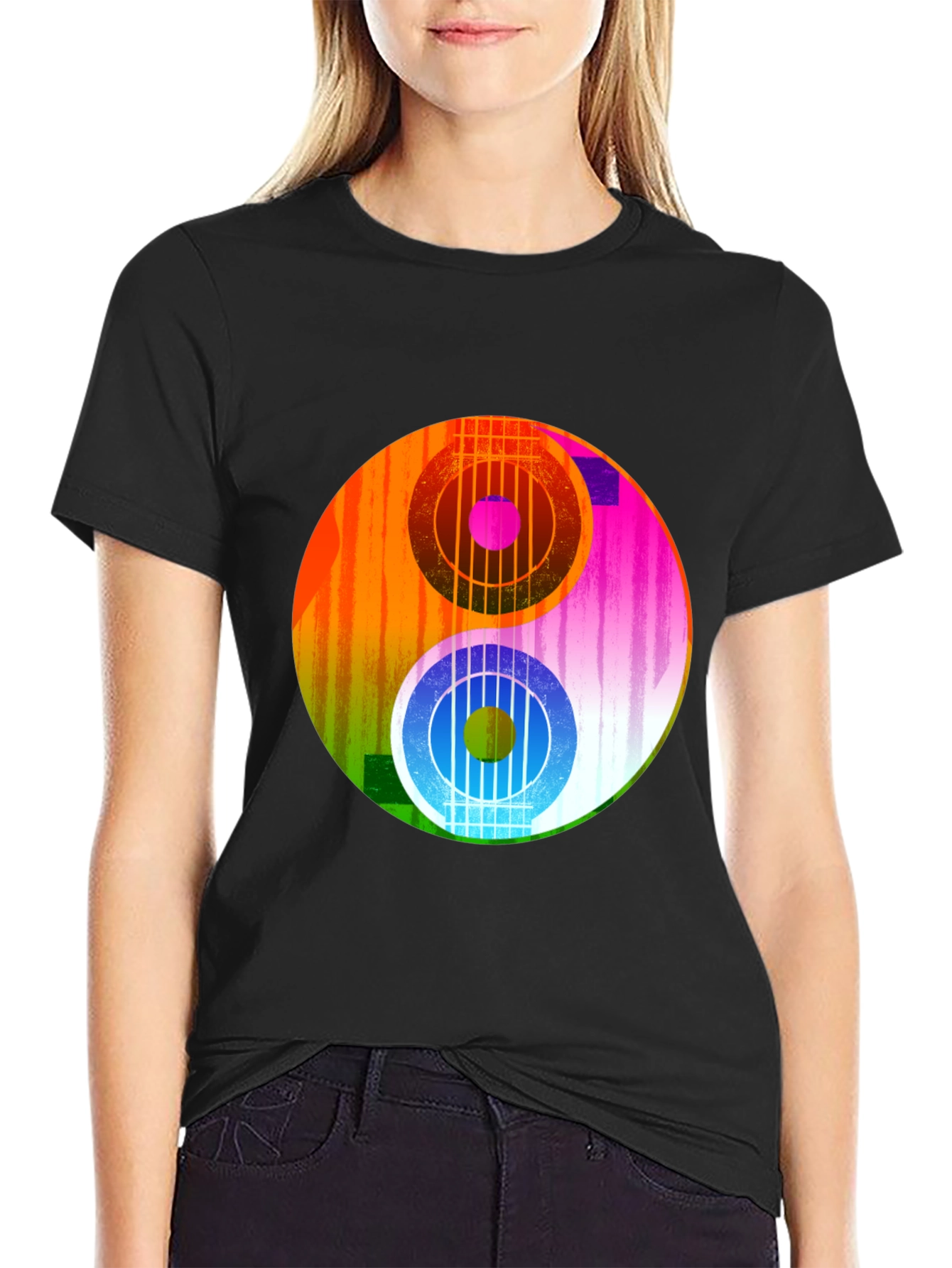 Yin Yang Guitar Graphic Tee - Music Lover T-Shirt