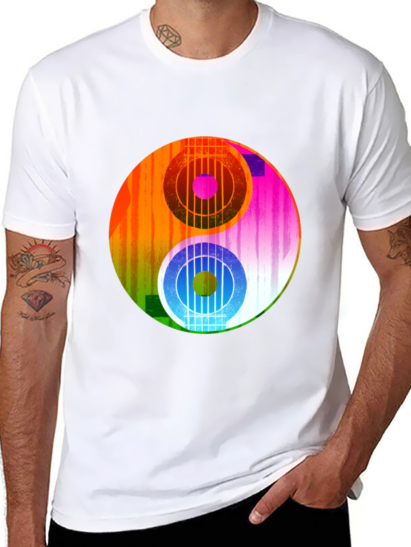 Yin Yang Guitar Graphic Tee - Music Lover T-Shirt