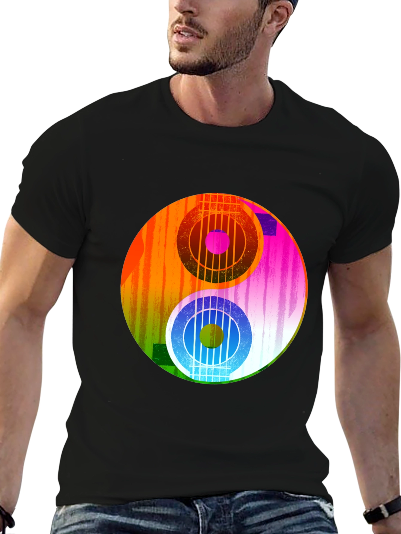 Yin Yang Guitar Graphic Tee - Music Lover T-Shirt