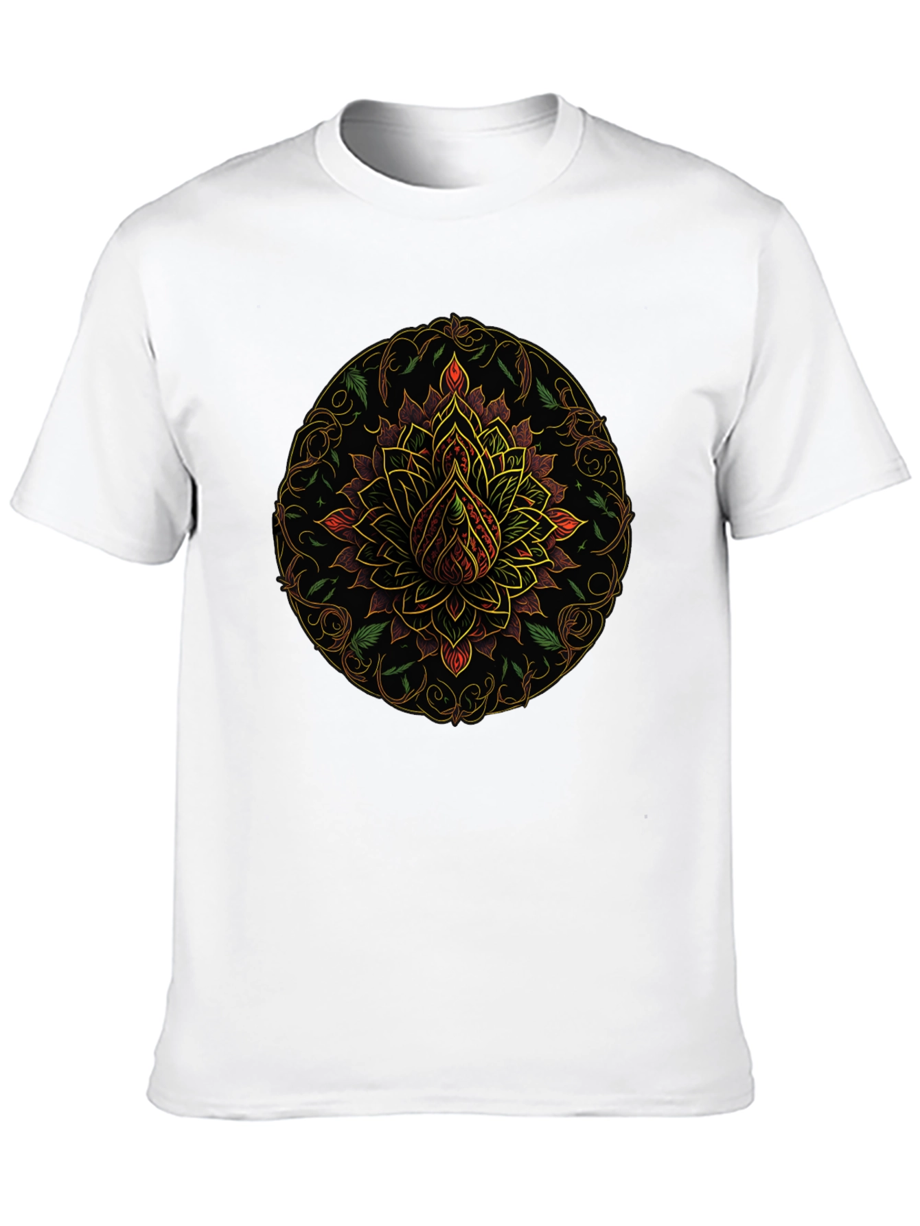 Mandala Lotus Flower Graphic T-Shirt - Black