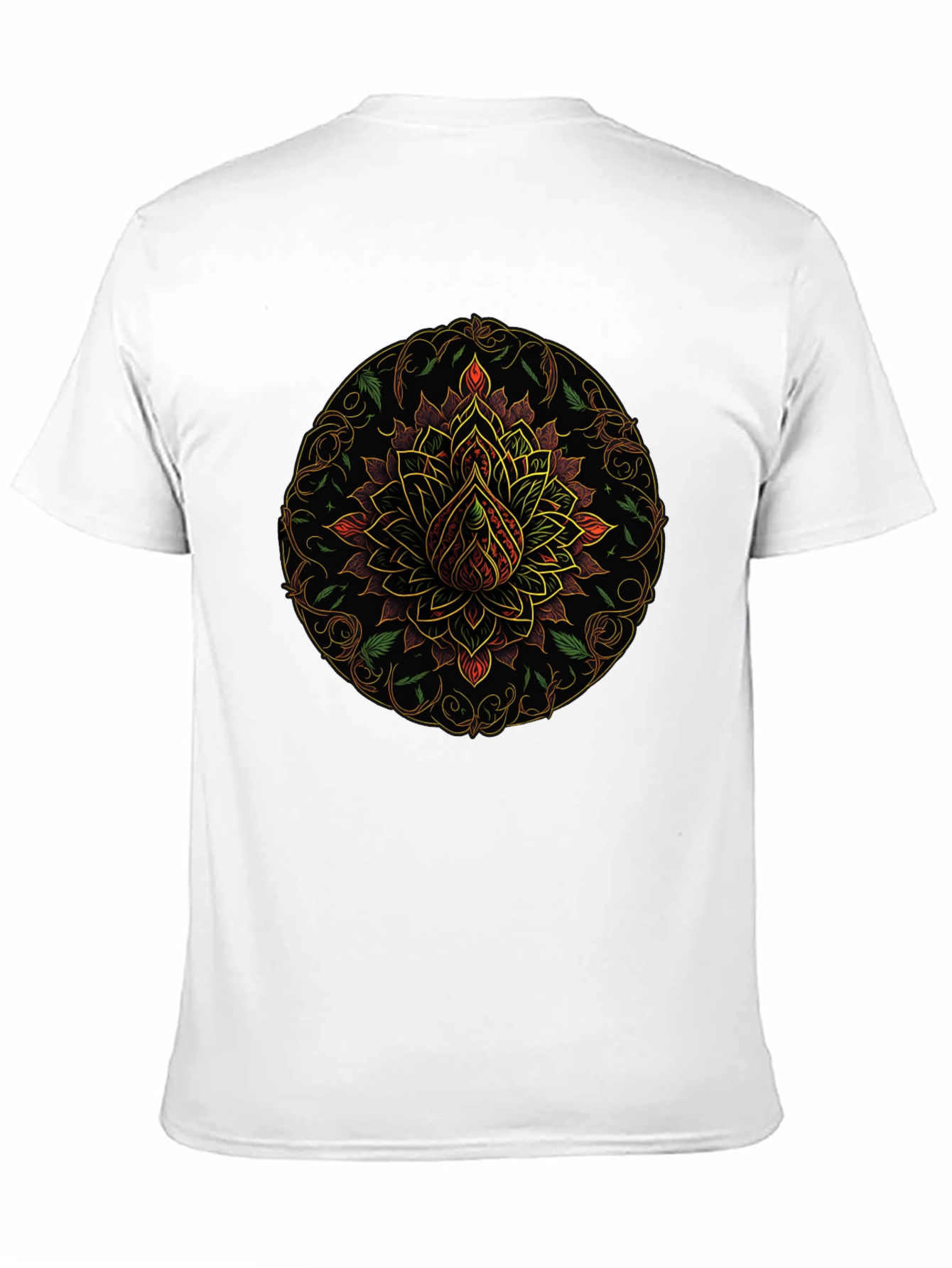 Mandala Lotus Flower Graphic T-Shirt - Black