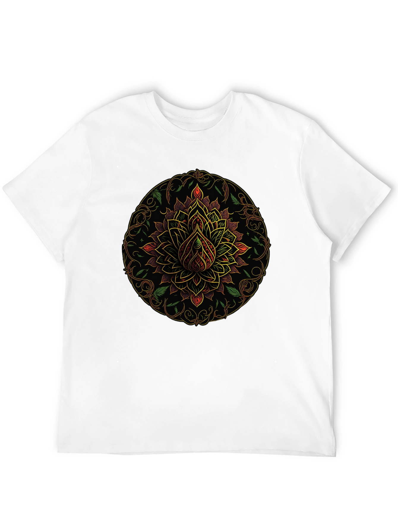 Mandala Lotus Flower Graphic T-Shirt - Black