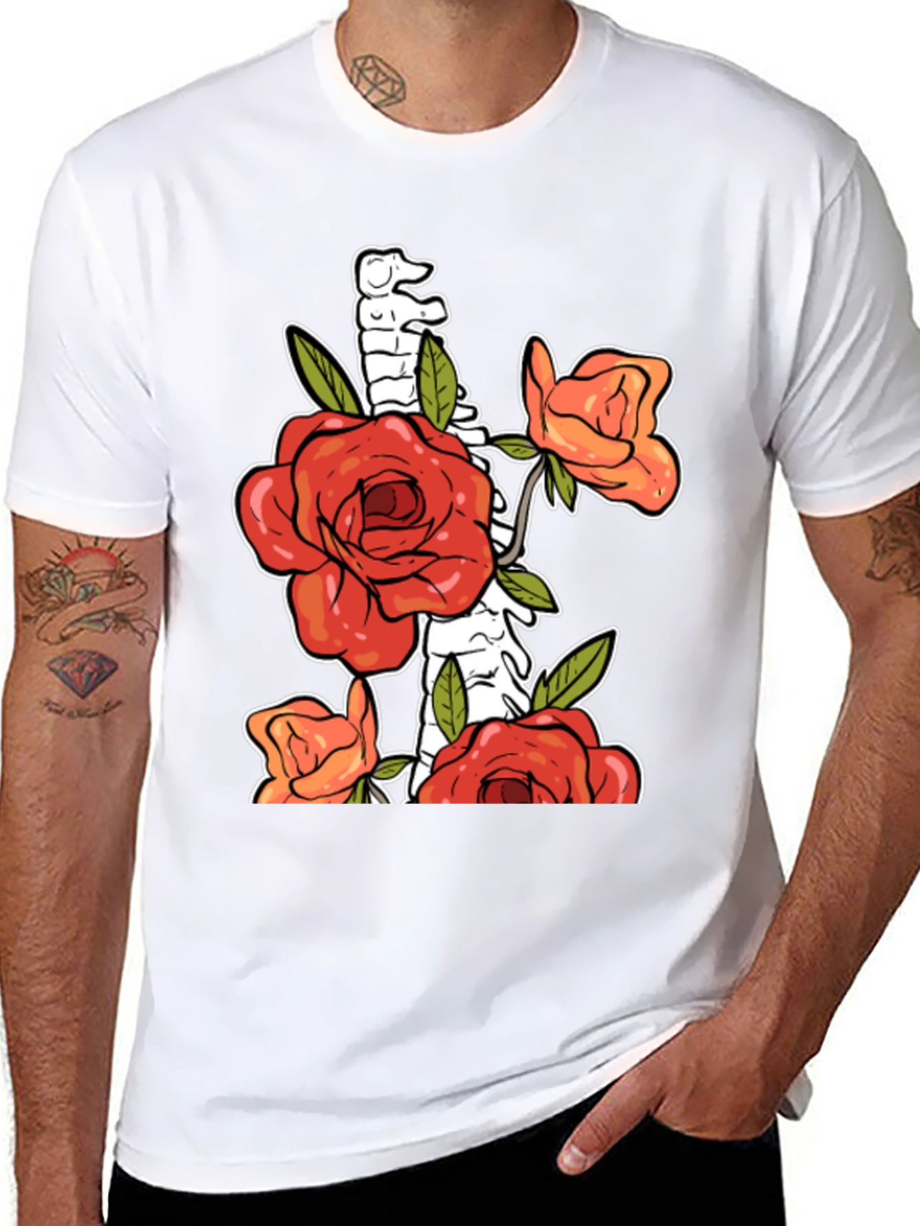Floral Skeleton Graphic T-Shirt