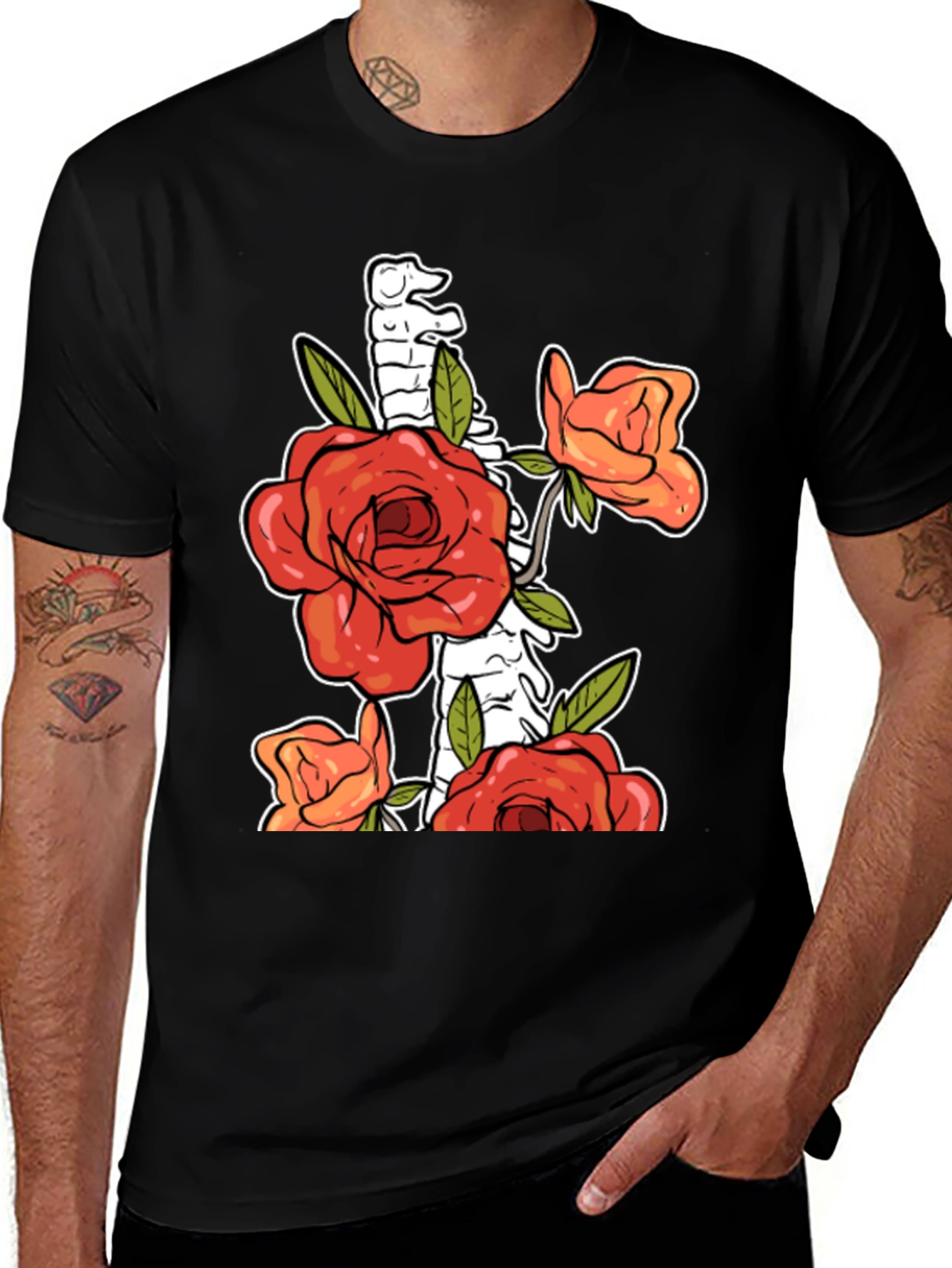Floral Skeleton Graphic T-Shirt