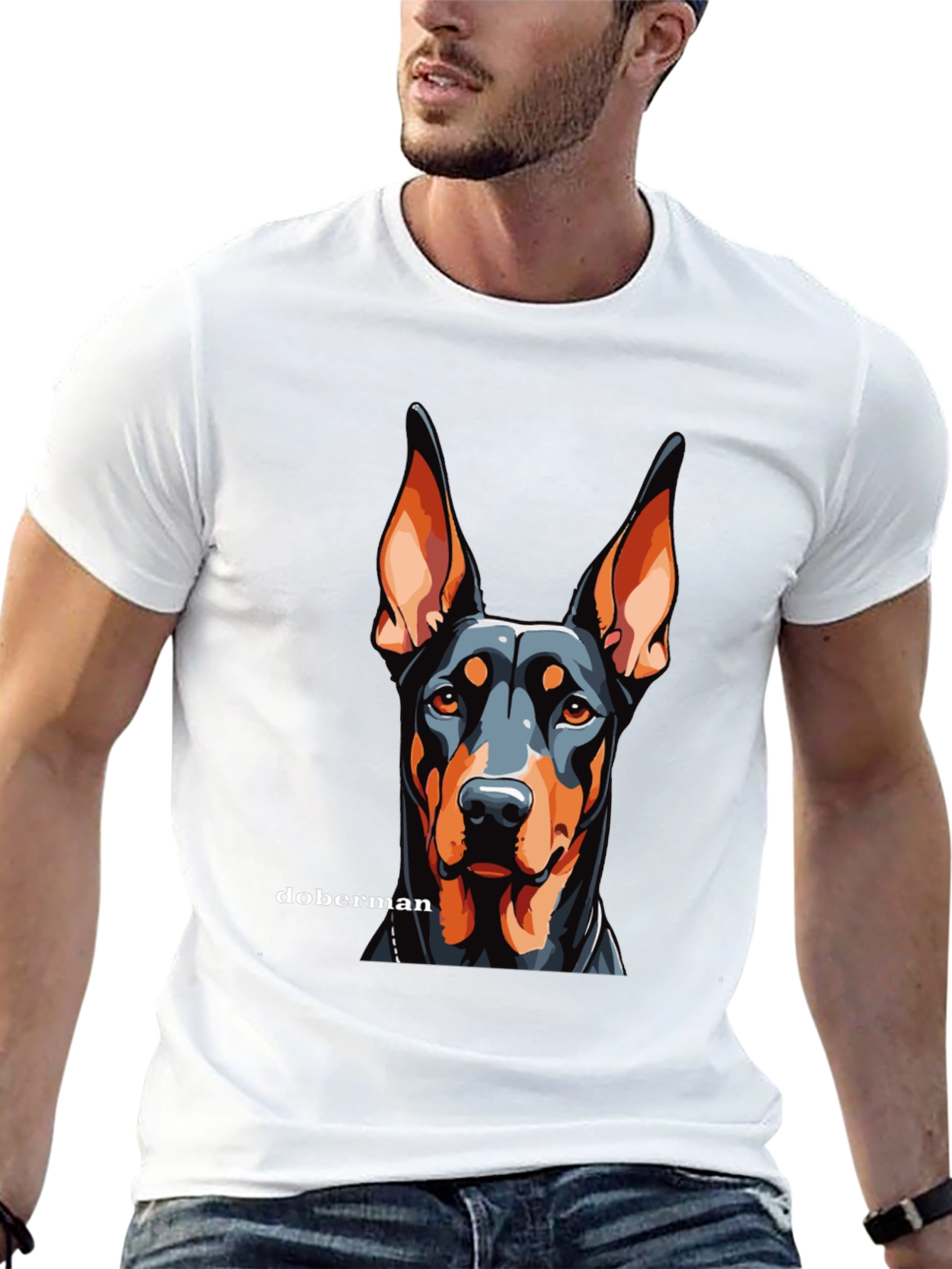 Doberman Dog Graphic Black T-Shirt - Canine Lover Tee