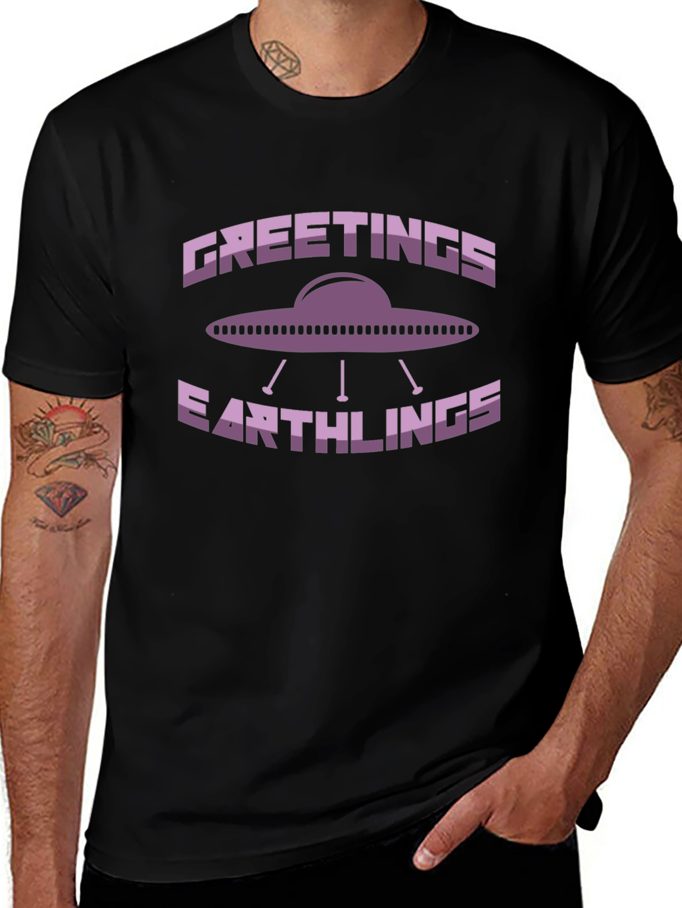 Greetings Earthlings UFO Graphic T-Shirt