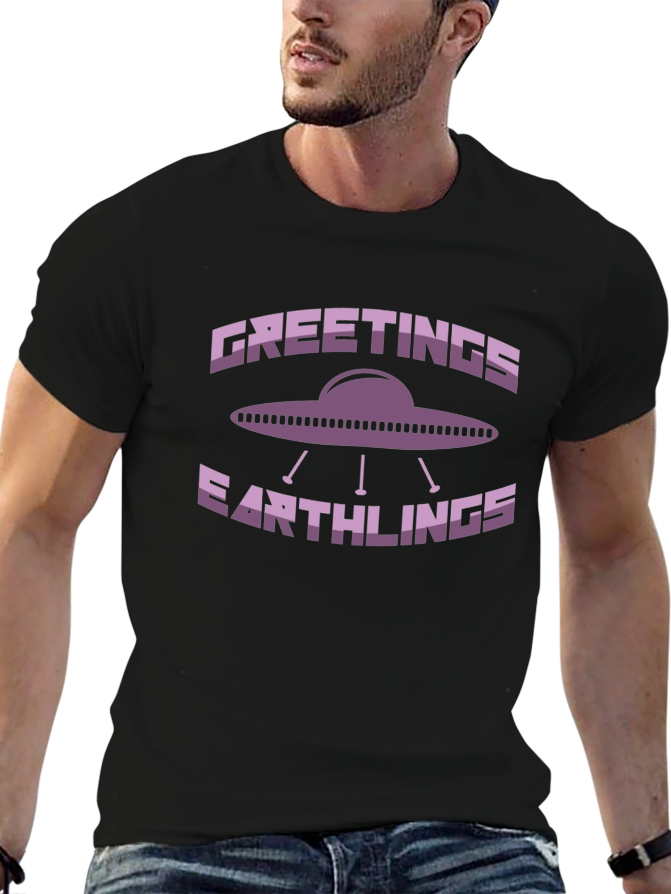 Greetings Earthlings UFO Graphic T-Shirt