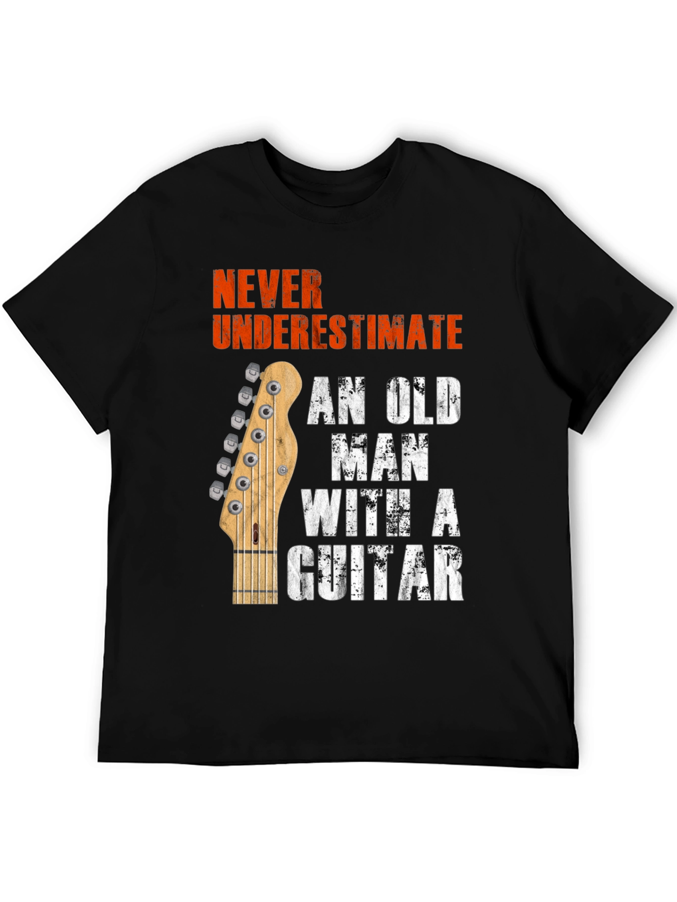 Never Underestimate Old Man with Guitar T-Shirt