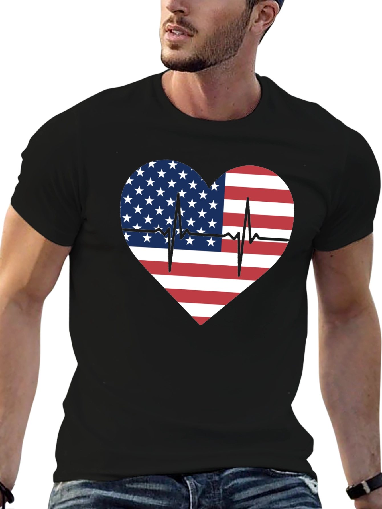 American Flag Heartbeat T-Shirt