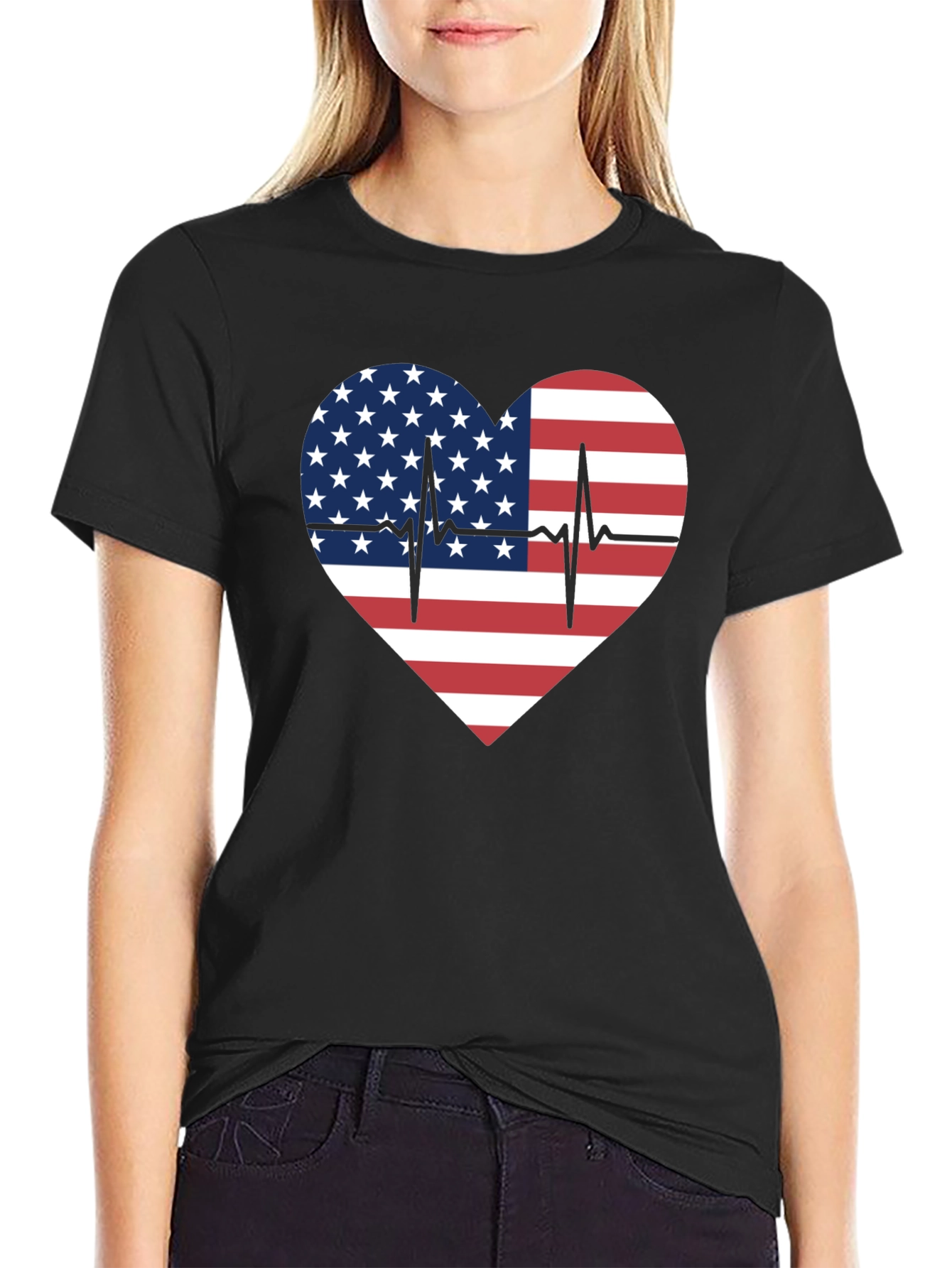 American Flag Heartbeat T-Shirt