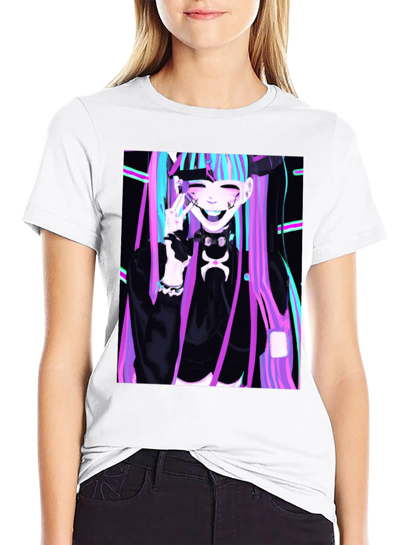 Anime Girl Graphic Tee - Black Unisex T-Shirt