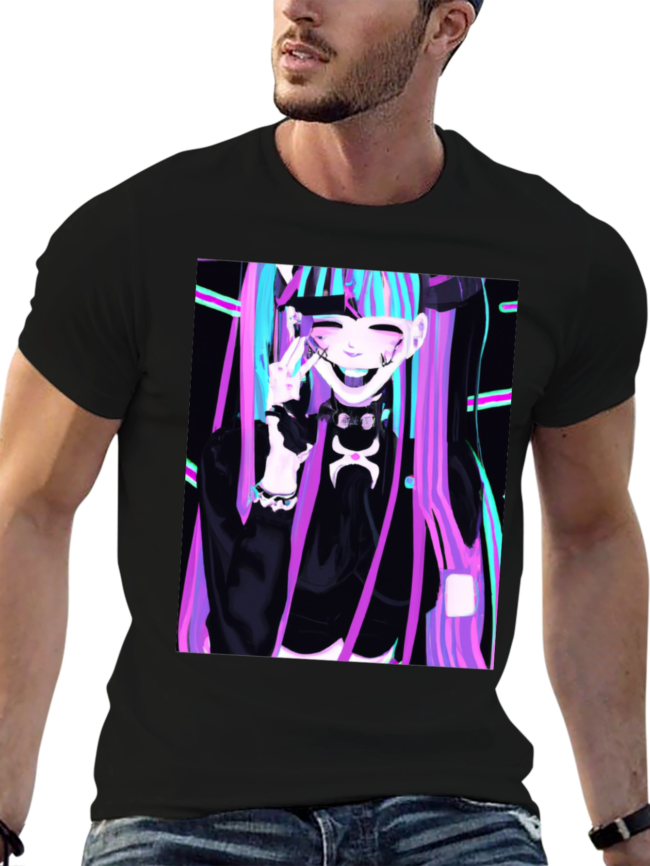 Anime Girl Graphic Tee - Black Unisex T-Shirt